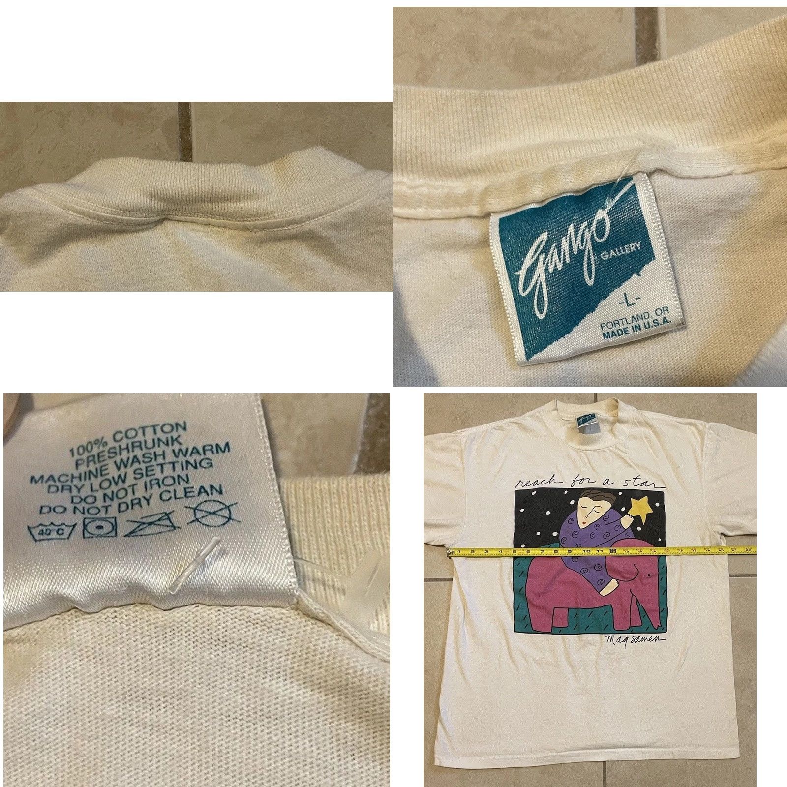 Vintage VINTAGE 90s Reach For A Star Faded Abstract Art Shirt M Sandra Magsamen Elephant White M Short Sleeve Graphic Tee Mens Size US M / EU 48-50 / 2 - 9 Thumbnail