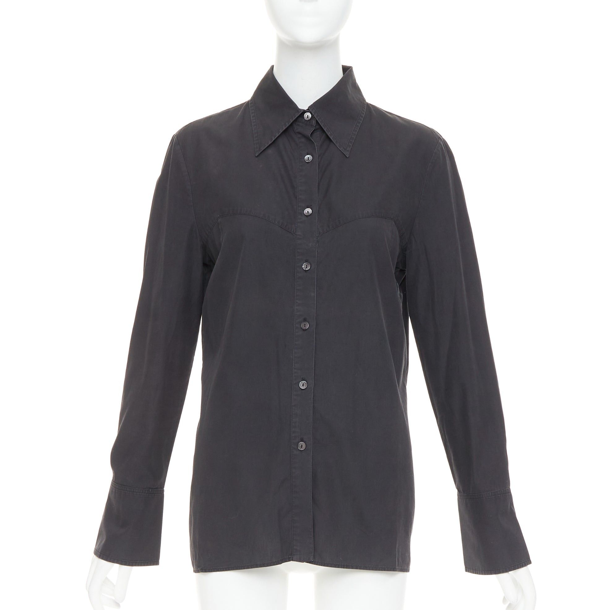 Gucci GUCCI Tom Ford charcoal grey cotton bust seam western style shirt IT42 XL Size M / US 6-8 / IT 42-44 - 1 Thumbnail