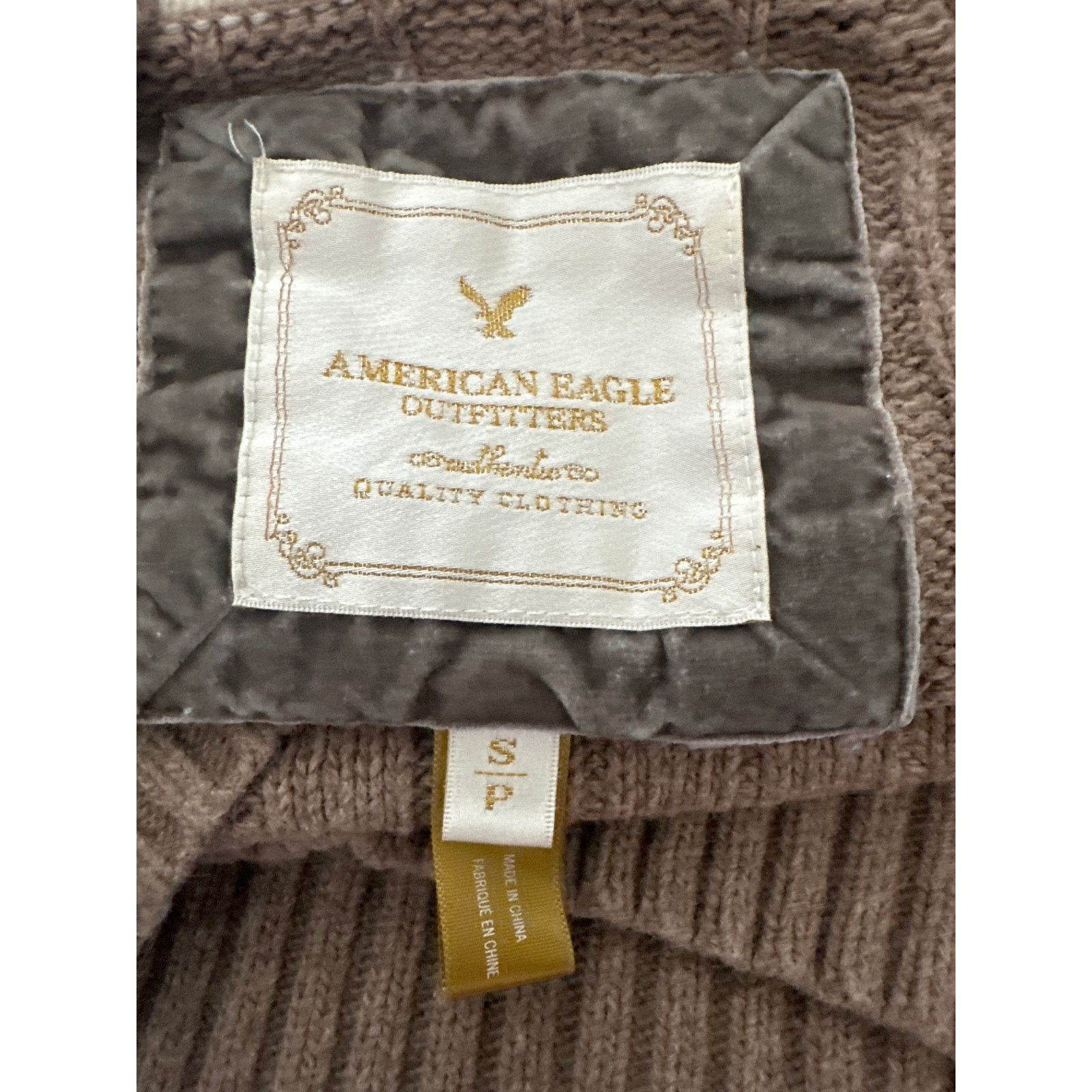 American Eagle Outfitters American Eagle Brown V Neck Hooded Sweater Size Small Size S / US 4 / IT 40 - 3 Thumbnail
