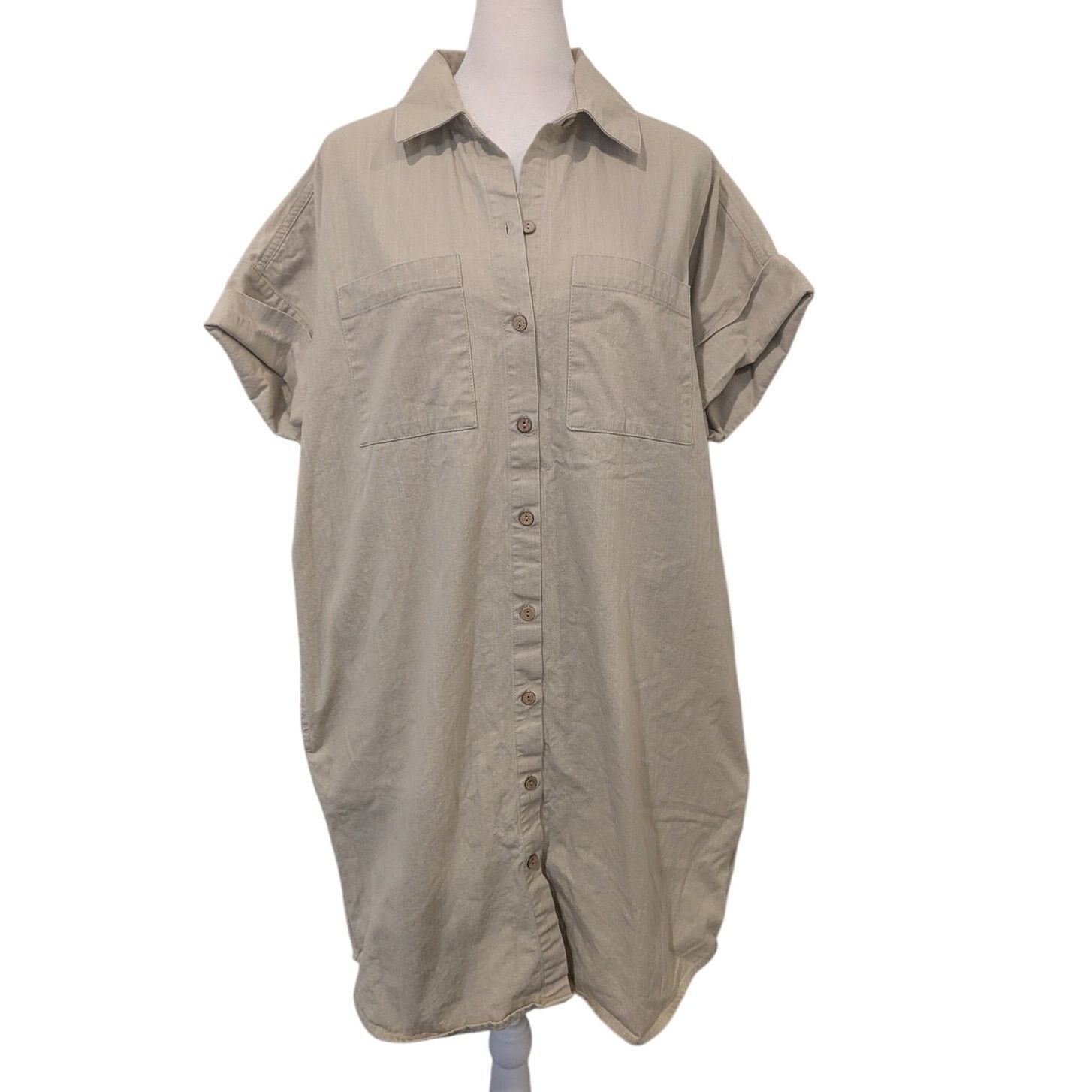 Other OAT New York Khaki Oversized Button Up Shirt Dress Small Size S / US 4 / IT 40 - 1 Thumbnail