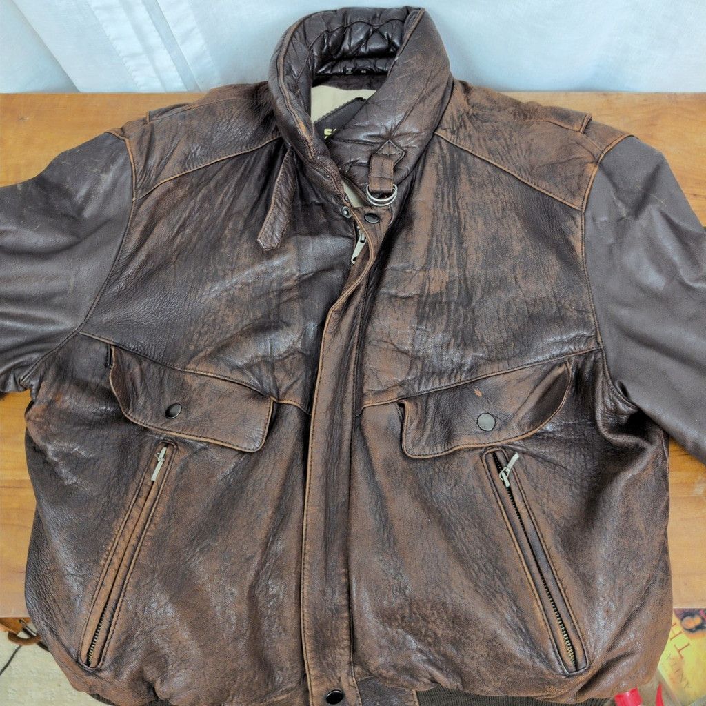 Vintage Vintage StratoJac Leather Bomber Style Jacket Size US L / EU 52-54 / 3 - 9 Thumbnail