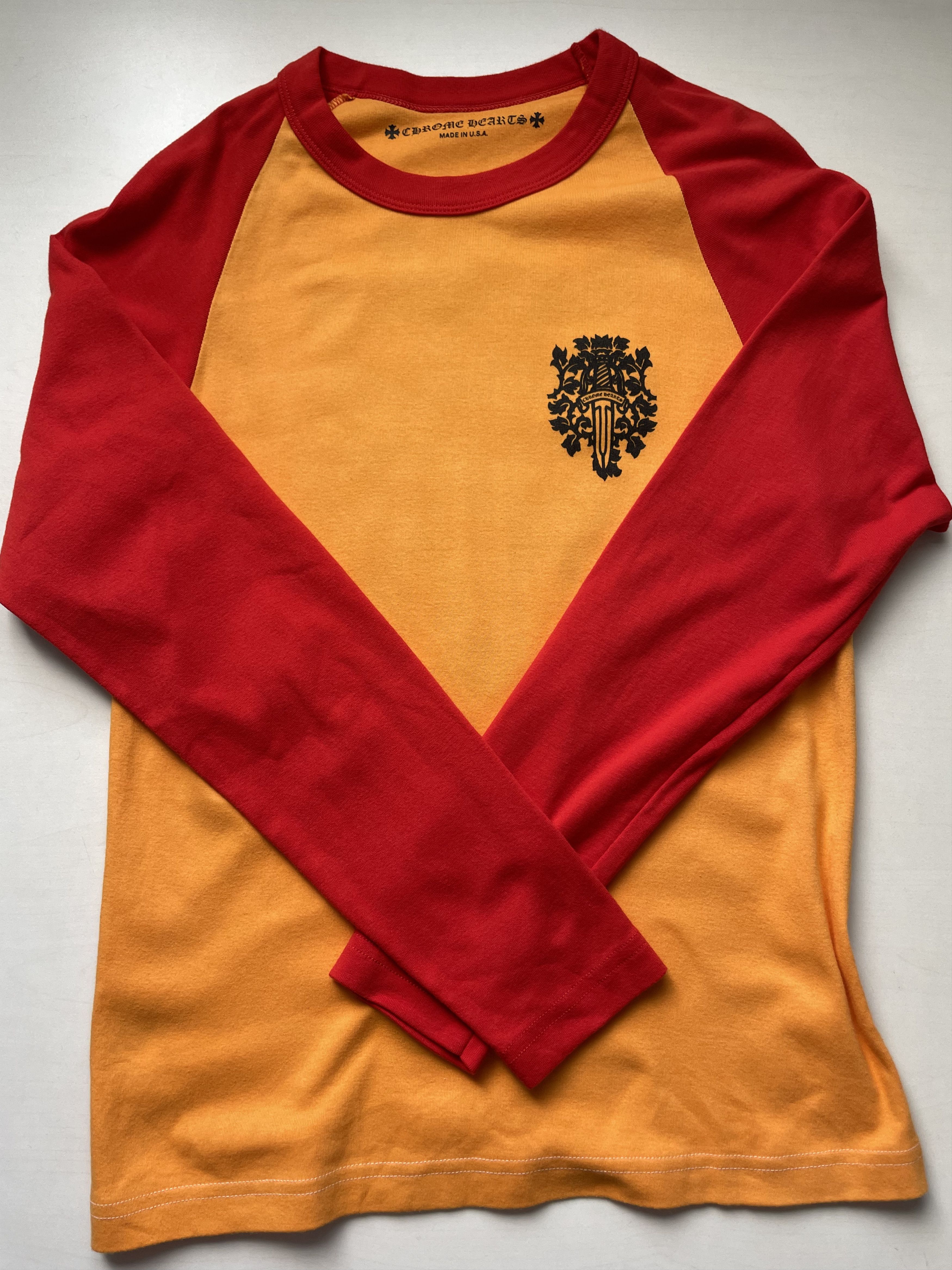 Chrome Hearts Chrome Hearts Orange & Red Dagger Logo Long Sleeve Tee Size US M / EU 48-50 / 2 - 3 Thumbnail