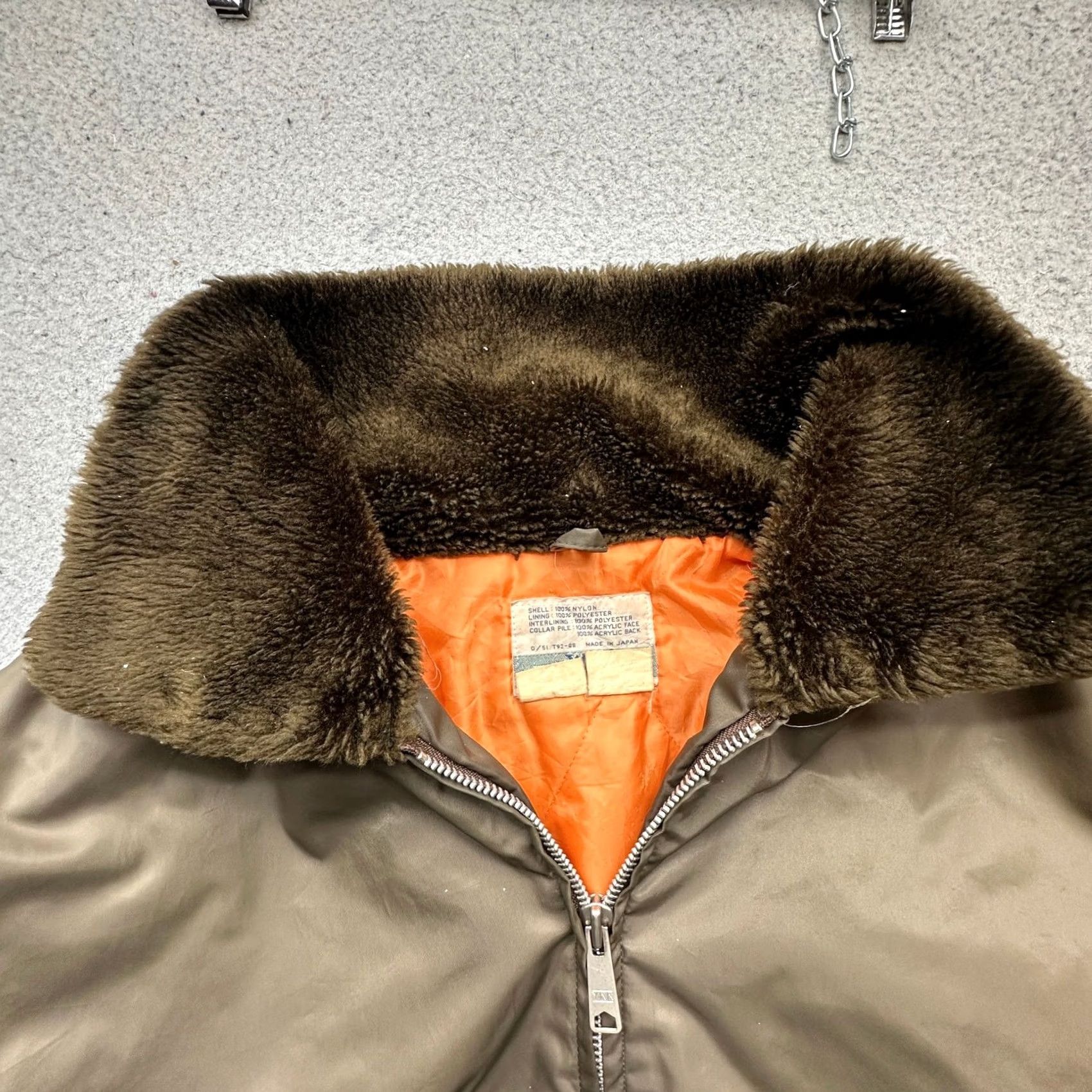 Sears VINTAGE Sears Work Leisure Bomber Jacket Men L Fur Collar Japan Green Orange Zip Nylon 70s Size US L / EU 52-54 / 3 - 7 Thumbnail