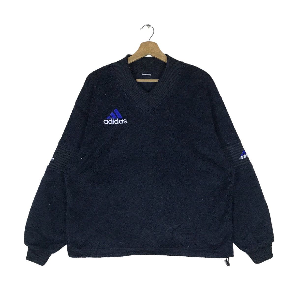Adidas Mini Logo V Neck Pullover Jumper Sweatshirt