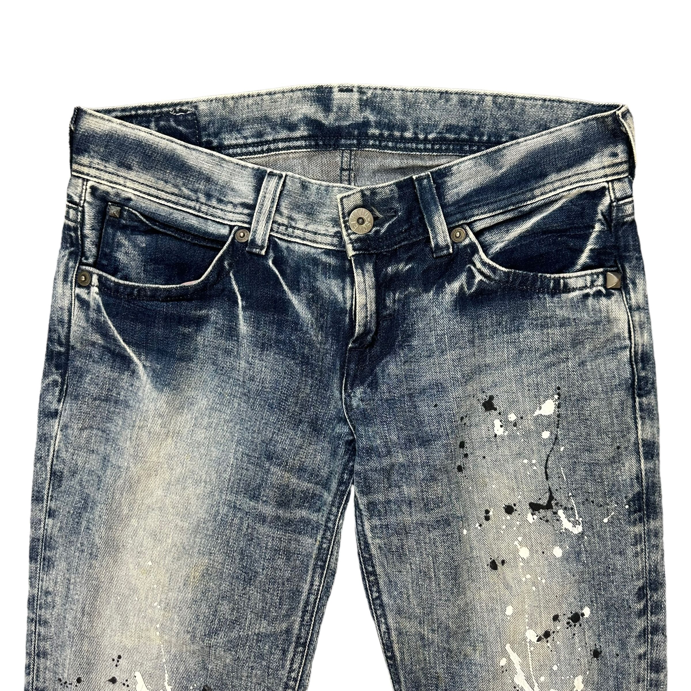Edwin EDWIN PAINT SPLATTERS LOW RISE WASHED JEANS #8894-035 Size 34" / US 12 / IT 48 - 2 Thumbnail