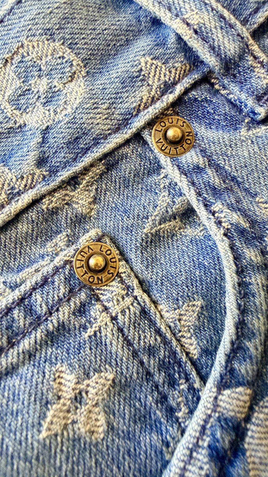 Louis Vuitton × Supreme Louis Vuitton X SUPREME 33 Denim Jeans Blue Monogram Size US 33 - 4 Thumbnail