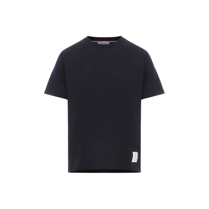Thom Browne Navy Short Sleeve Cotton T-Shirt 0079
