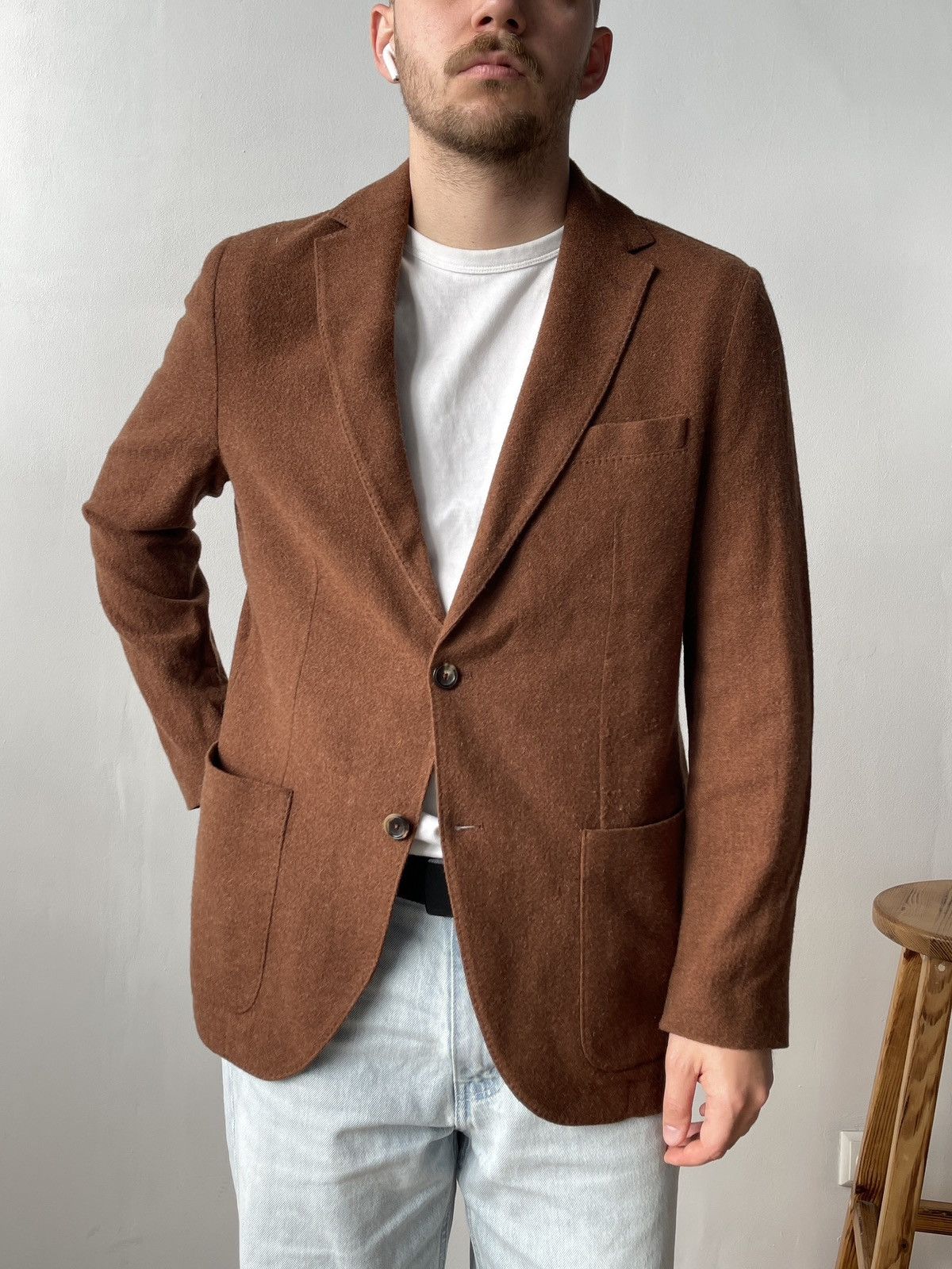 Circolo 1901 Circolo 1901 Men’s Wool Cashmere Brown Sport Blazer Size 52 Size 52S - 2 Thumbnail