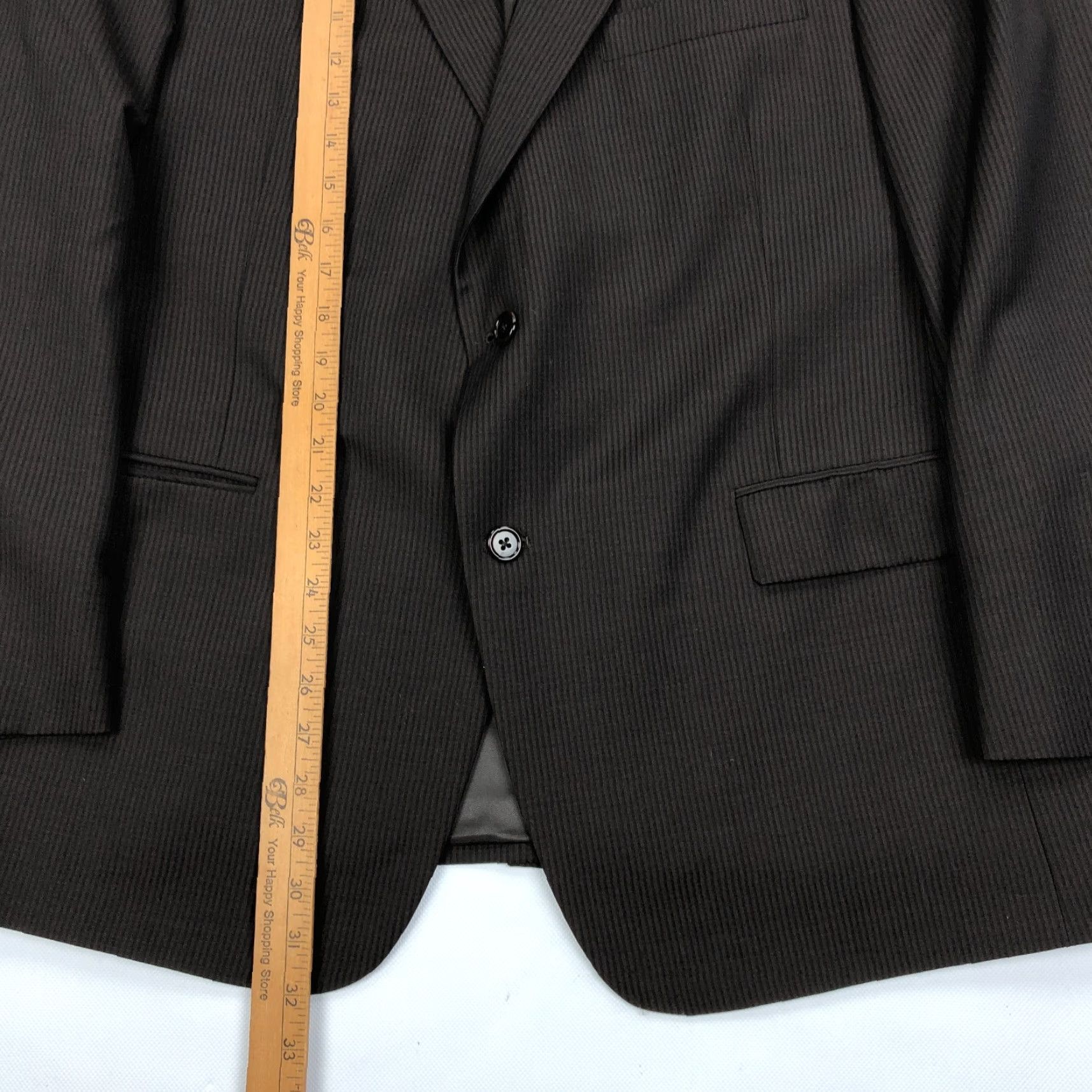 Hart Schaffner Marx 46R 41x26 Brown Stripe 100% Wool Worsted Mens Suit Pants 2 Piece Regular Brown Stripe Wool Suit Mens