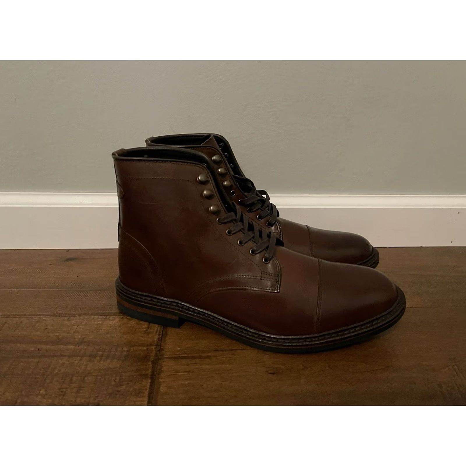 Allen Edmonds VINTAGE Allen Edmonds Landon Cap Toe Dress Boots Brown Leather Dainite Sole Men 9D Size ONE SIZE - 2 Thumbnail