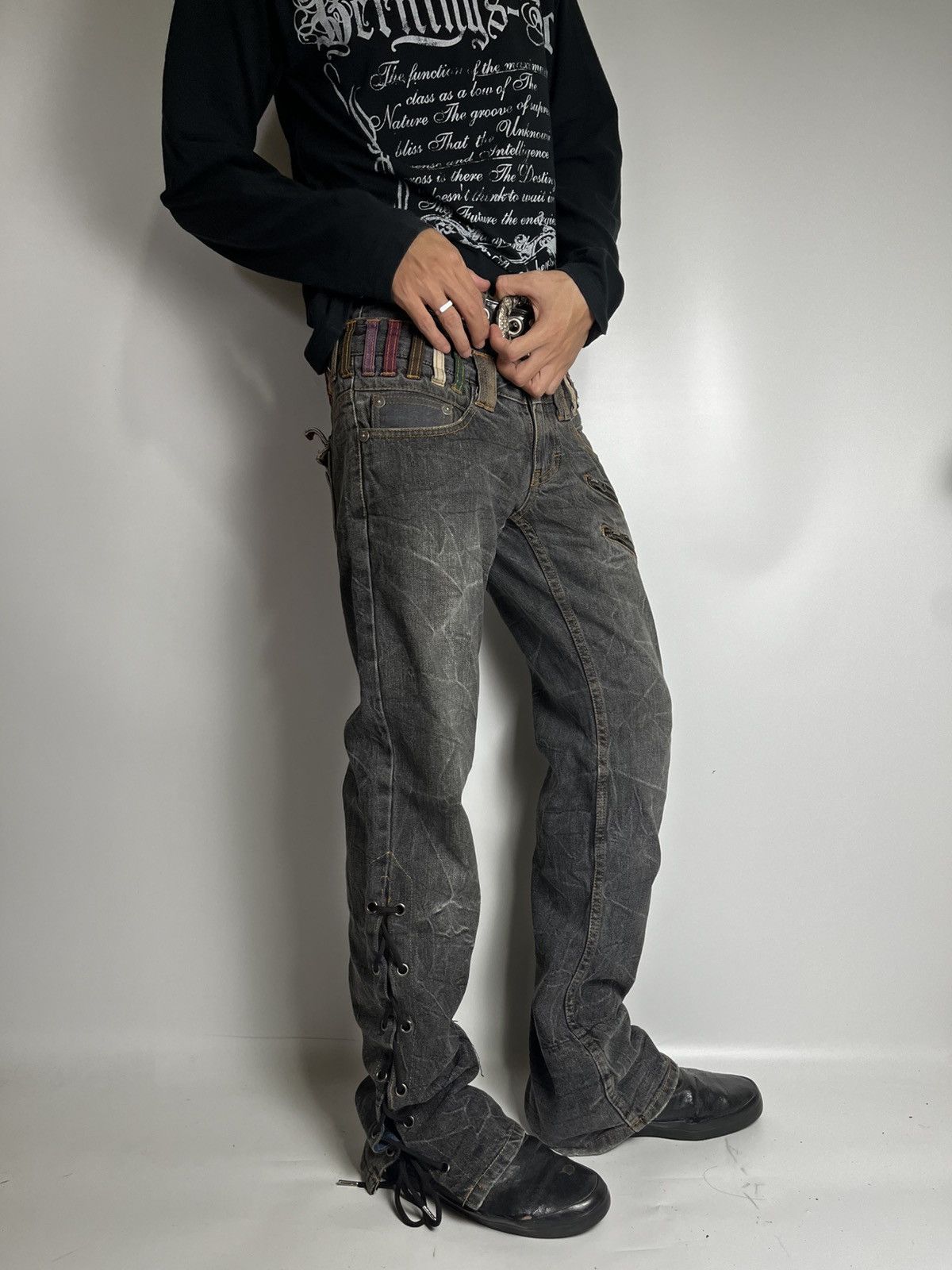 If Six Was Nine × Japanese Brand × Le Grande Bleu (L.G.B.) Lace up nylaus double waist pant vkei style japanese brand Size US 30 / EU 46 - 1 Thumbnail