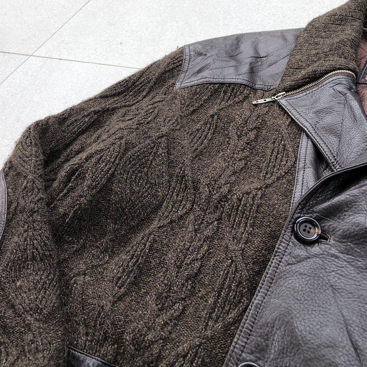 Torras Vintage TORRAS Knitted Mix Leather Paneling Parka Jacket Size US L / EU 52-54 / 3 - 4 Thumbnail