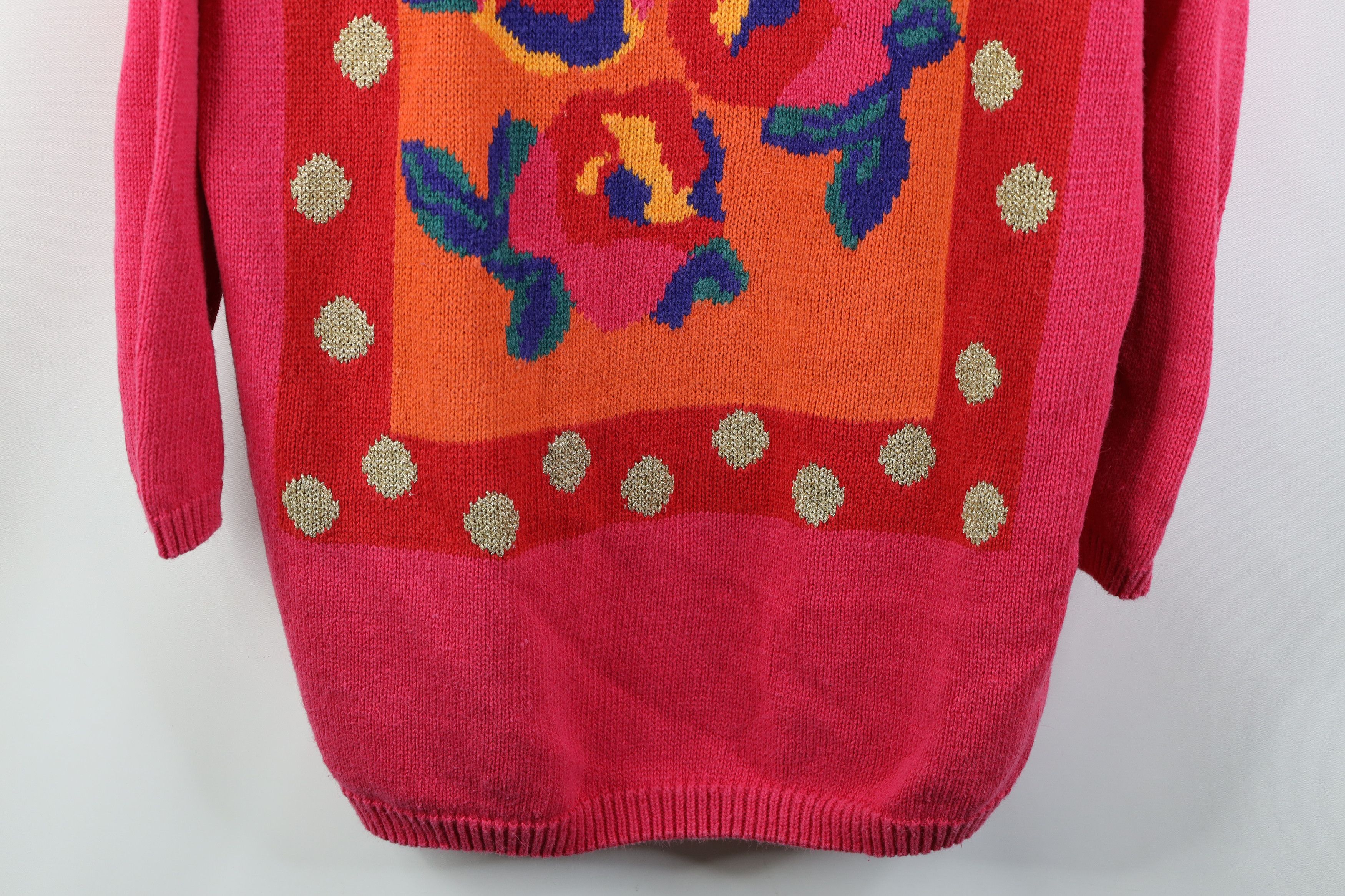 Vintage Vintage 90s Streetwear Flower Marled Knit Sweater Pink Size M / US 6-8 / IT 42-44 - 3 Thumbnail