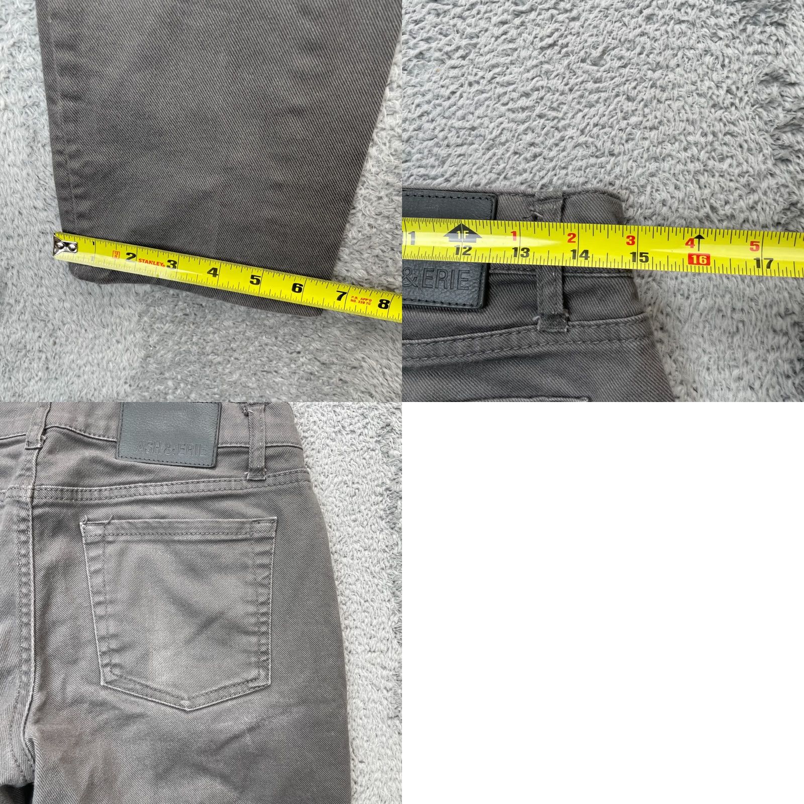 ASH ASH & ERIE Gray Jeans Tapered Leg Cotton Stretch Denim Low Rise 29x28 Size 30" / US 8 / IT 44 - 8 Thumbnail