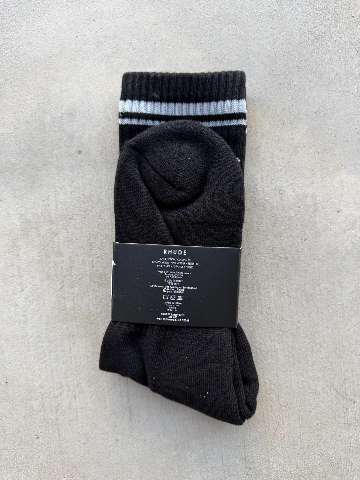 Rhude Rhude Black Script Logo Stripe Crew Socks Brand New Size ONE SIZE - 2 Thumbnail