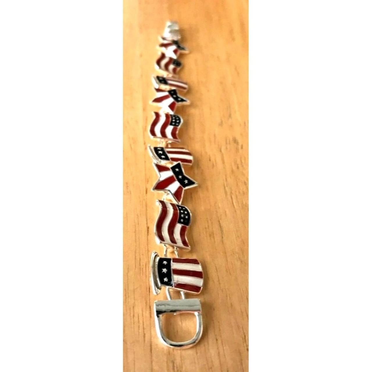 Handmade Patriotic Bracelet American Flag Uncle Sam Hat Stars Size ONE SIZE - 3 Thumbnail