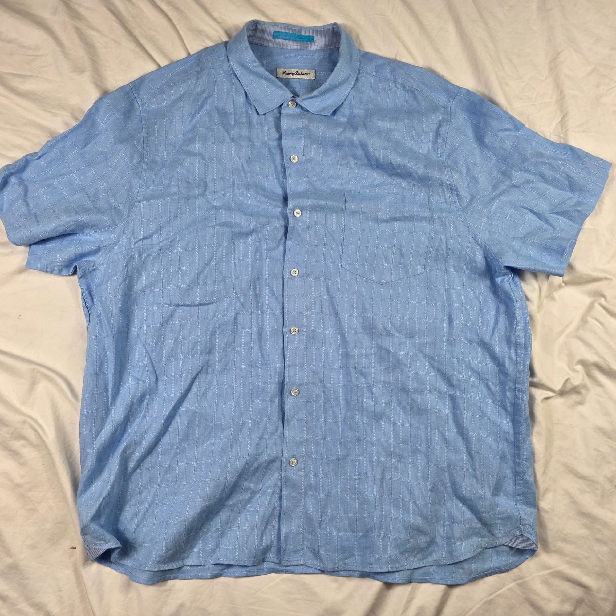 Tommy Bahama Tommy Bahama Mens 2XL Blue Button Up Short Sleeve Shirt Ligh Size US XXL / EU 58 / 5 - 1 Thumbnail