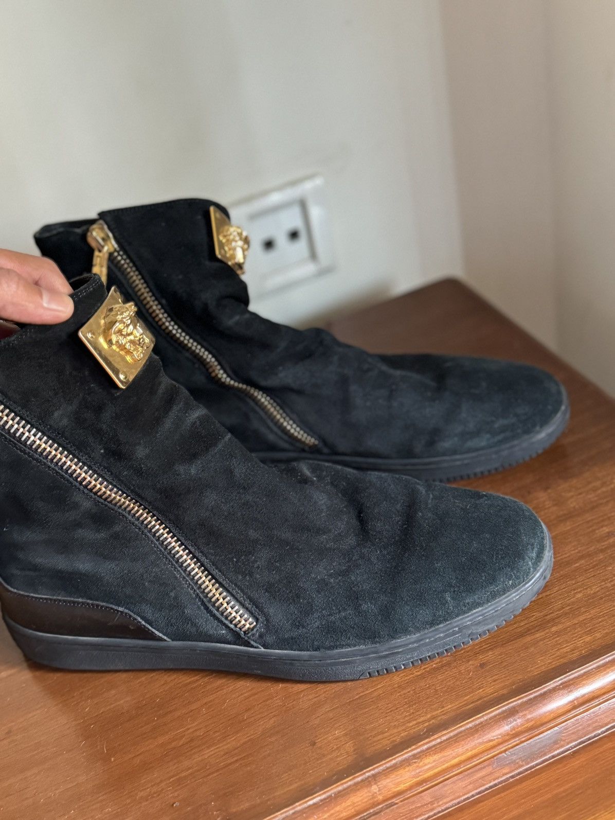 Versace Black Suede Versace Boots Size US 12 / EU 45 - 1 Thumbnail