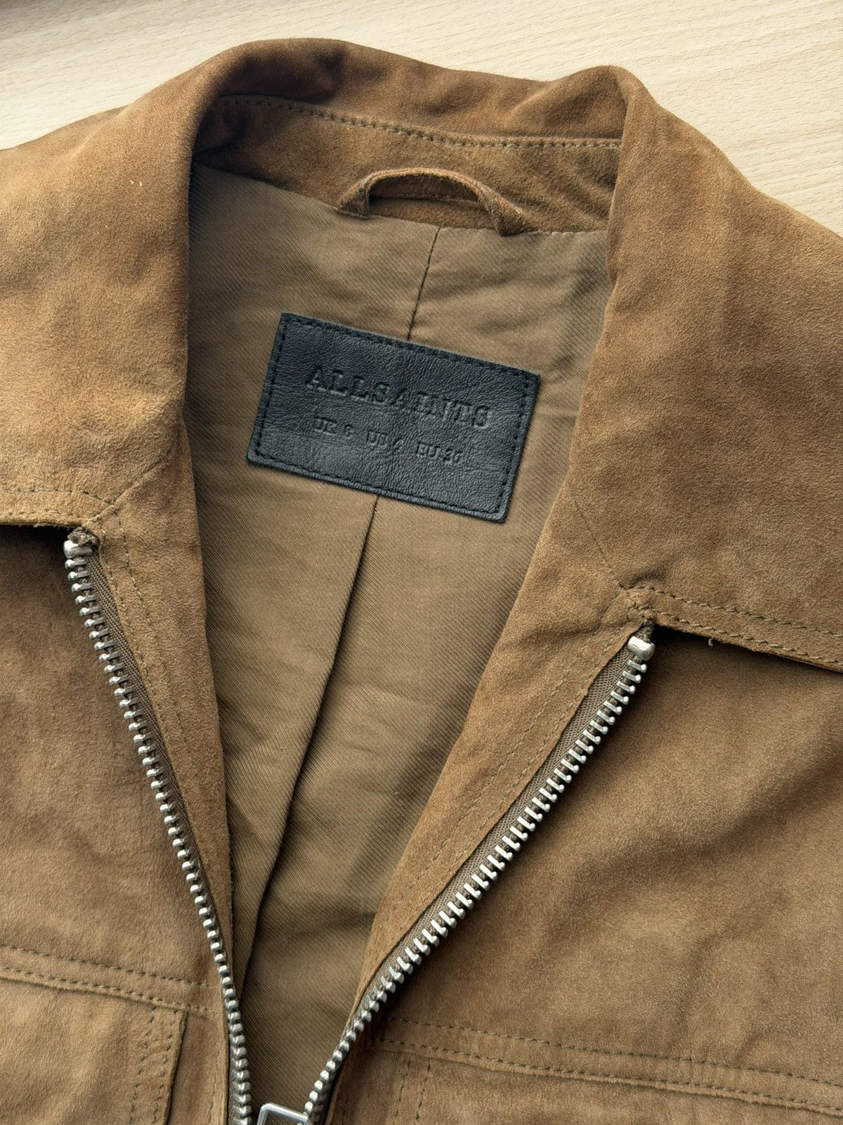 Allsaints Allsaints Suede Leather Brown Jacket Cropped Size S / US 4 / IT 40 - 4 Thumbnail