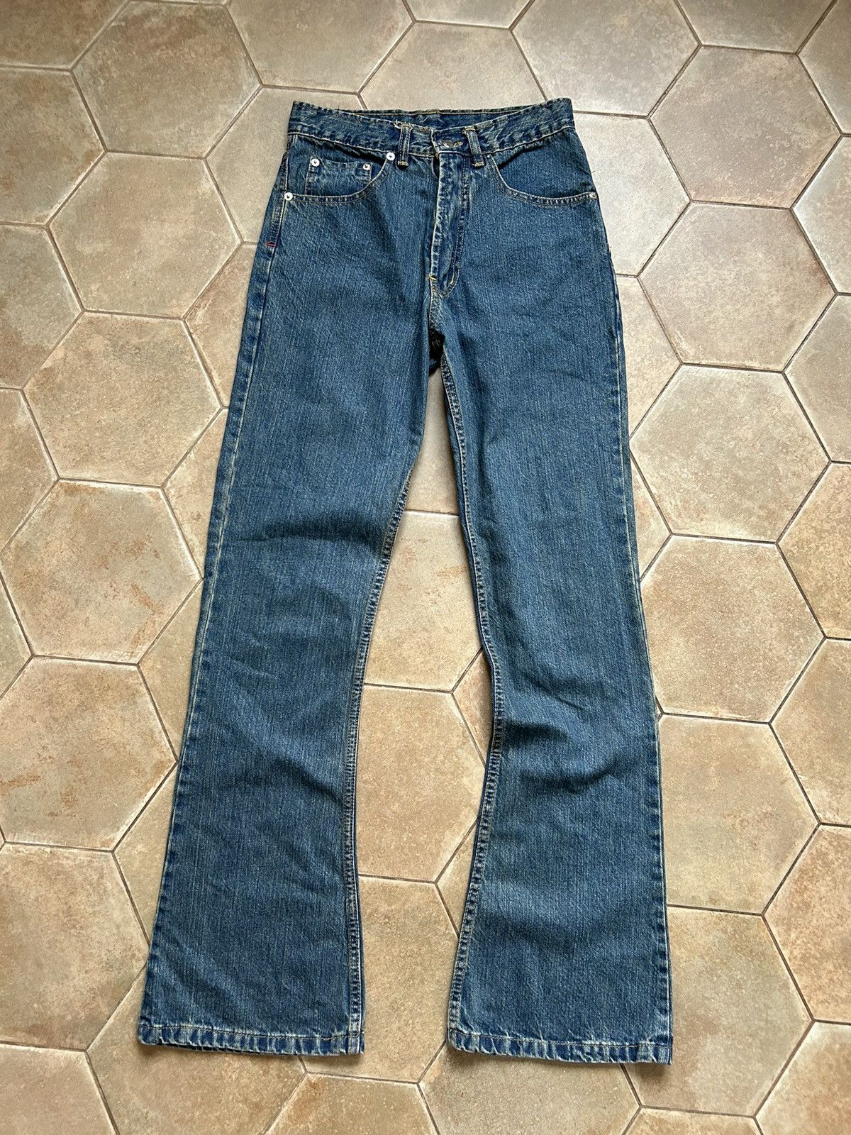 Japanese Brand × Nike Nike Distressed Flared Denim Jeans Bootcut Size 25" / US 0 / IT 36 - 2 Thumbnail