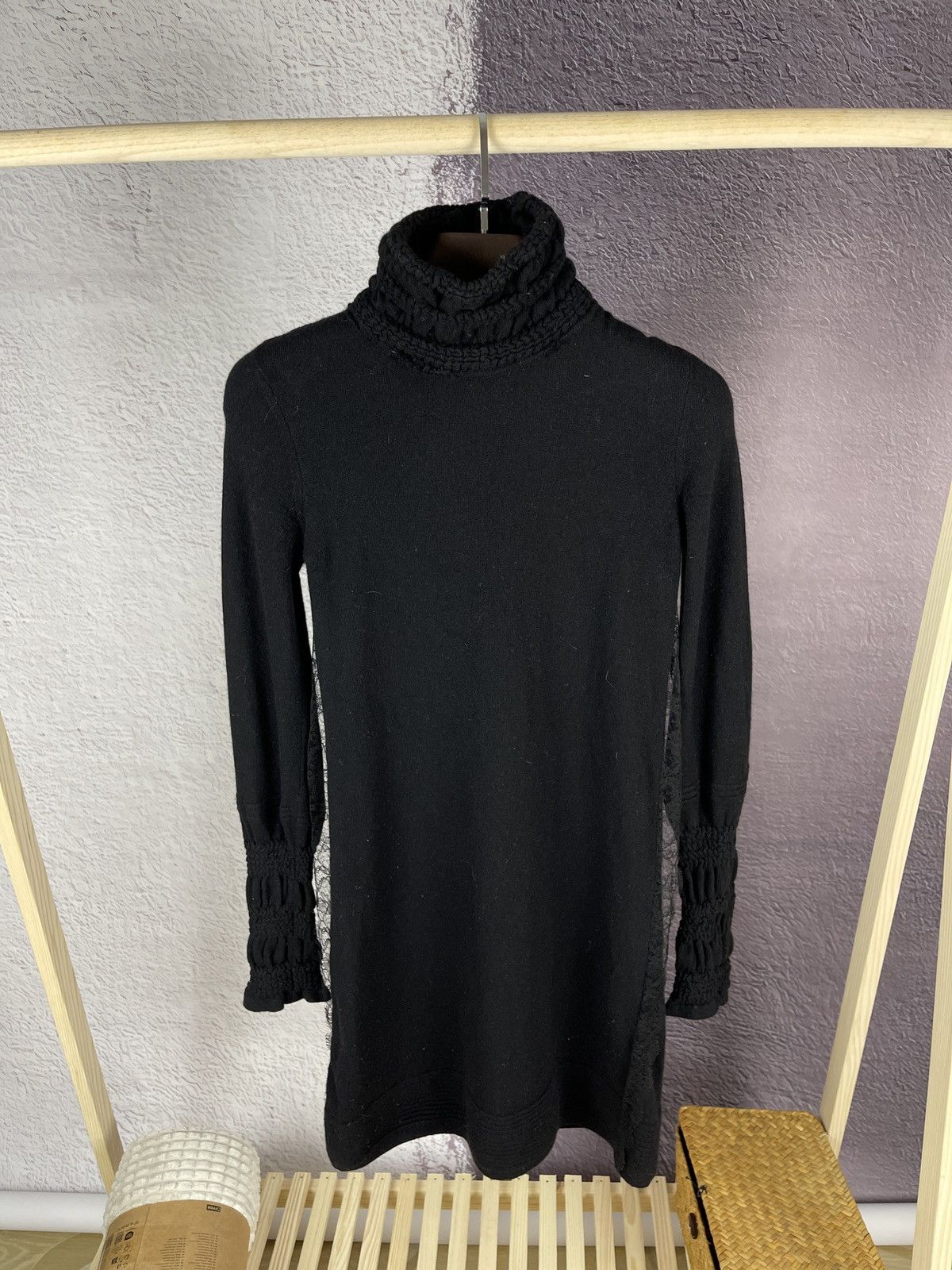 Christian Lacroix Christian Lacroix wool fitted black classic midi dress Size S / US 4 / IT 40 - 1 Thumbnail