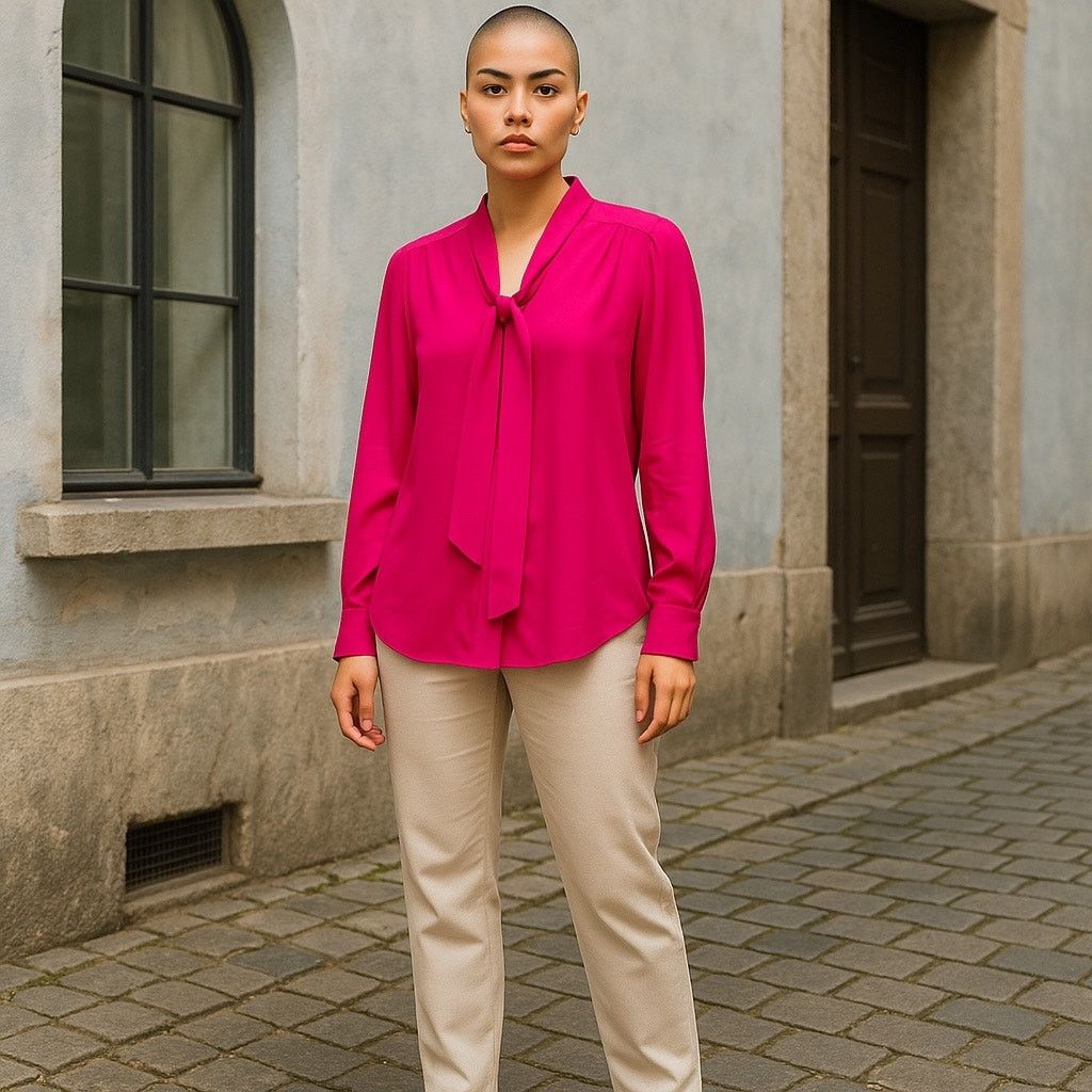 Sandro Sandro Pink Neck Tie Blouse size 2/M Size M / US 6-8 / IT 42-44 - 1 Thumbnail