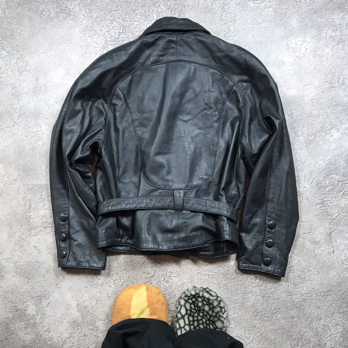 Vintage Vintage 90s Faded Black Leather Jacket Streetwear Relaxed M Size M / US 6-8 / IT 42-44 - 9 Thumbnail