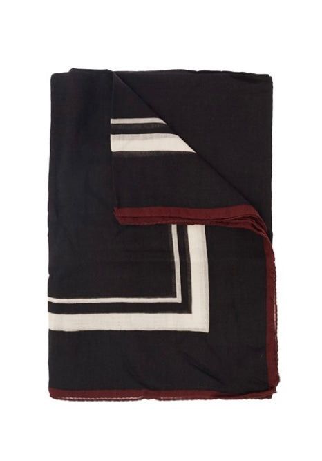 image of Gucci Saint Laurent Square Scarf In Modal And Cashmere in Black, Women's
