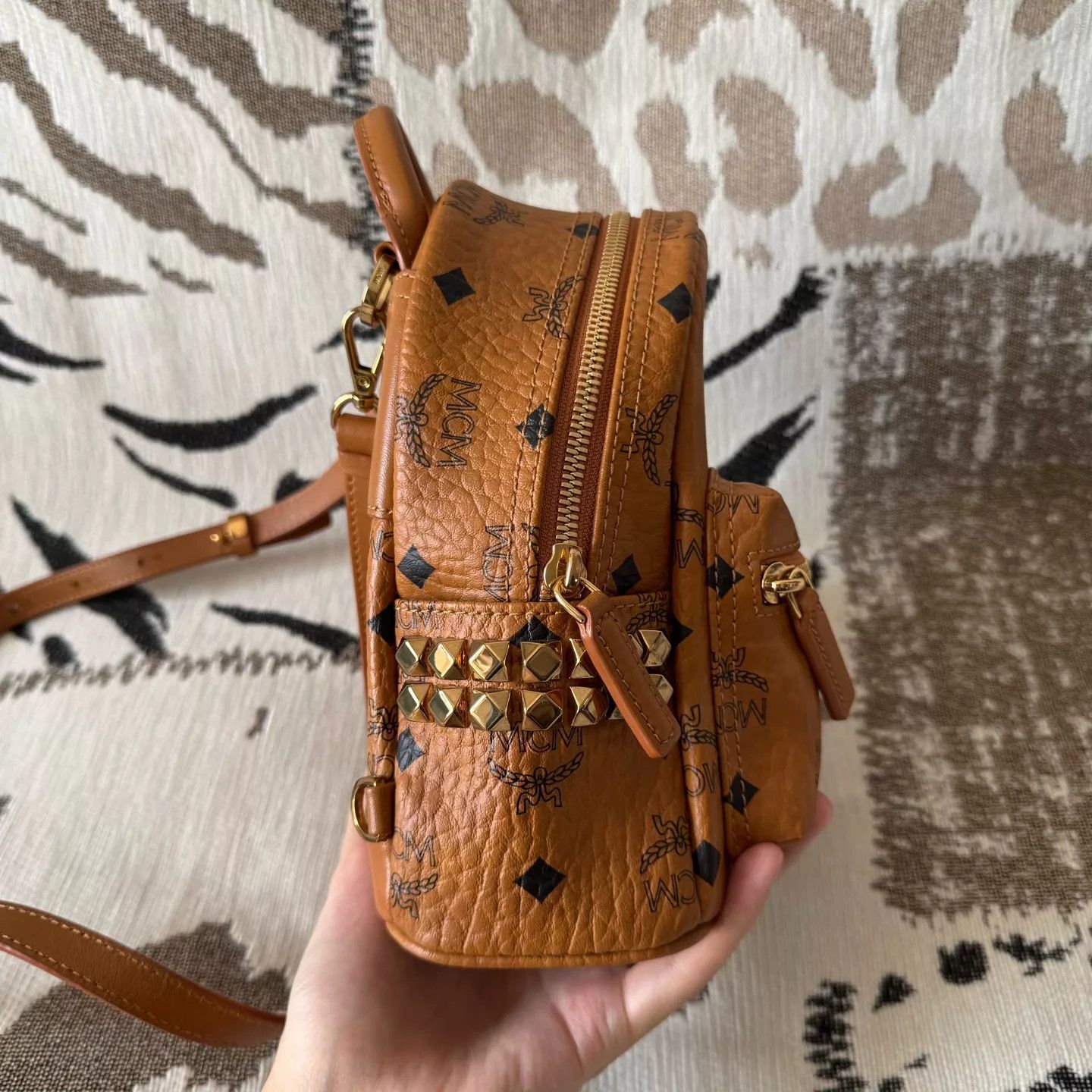 MCM MCM Cognac Ultra Mini Backpack Unused Like New Size ONE SIZE - 7 Thumbnail