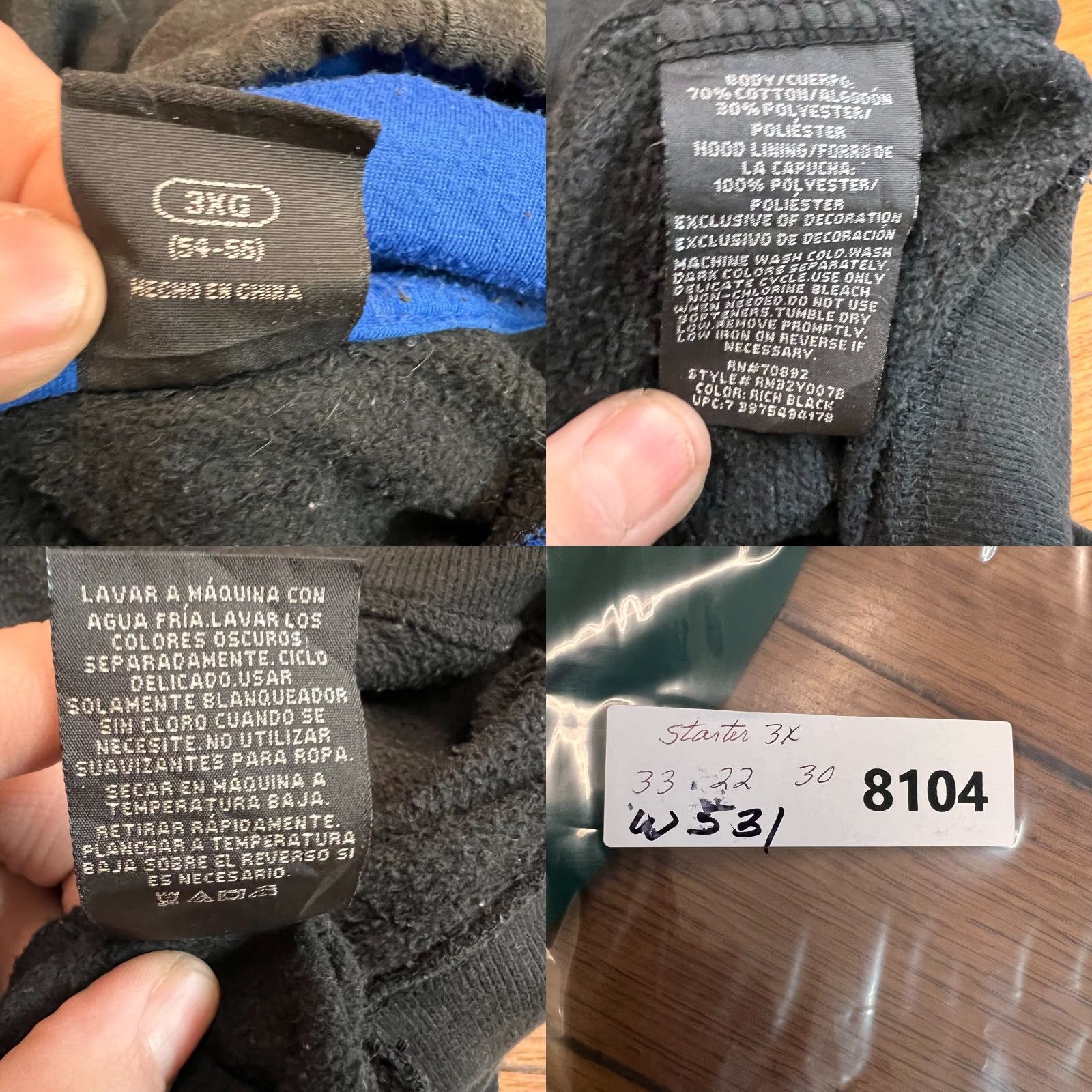 Starter VINTAGE Starter Hoodie Mens Size 3XL Black Reverse Weave Stripe Logo VTG Size US XXL / EU 58 / 5 - 8 Thumbnail