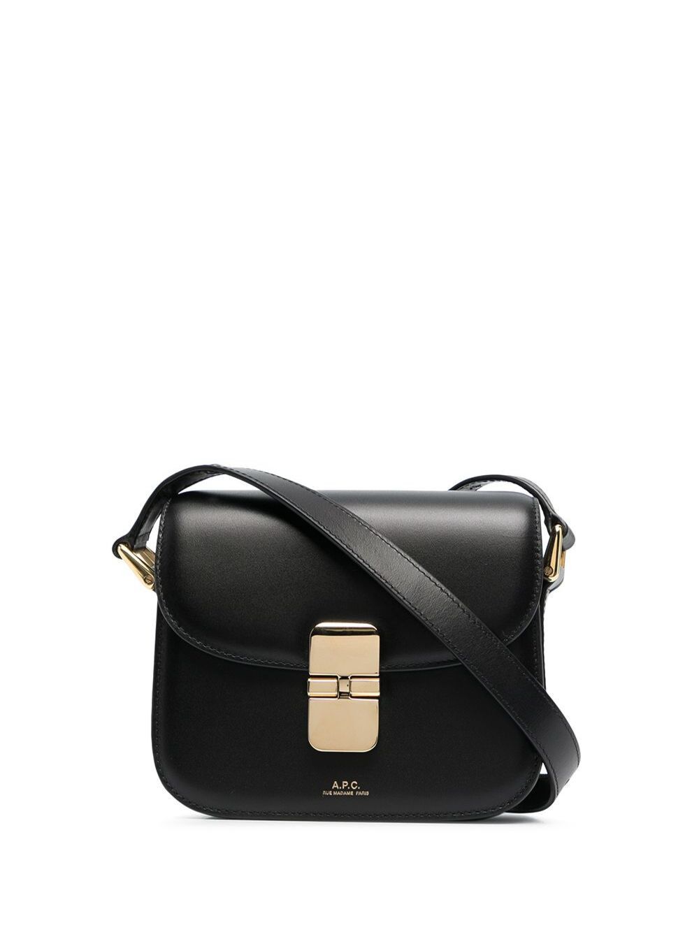 A.P.C. 'Grace' Black Mini Crossbody Bag with Adjustable Strap and Logo Lettering Imprinted on the Front in Leather for Women Size ONE SIZE - 1 Thumbnail