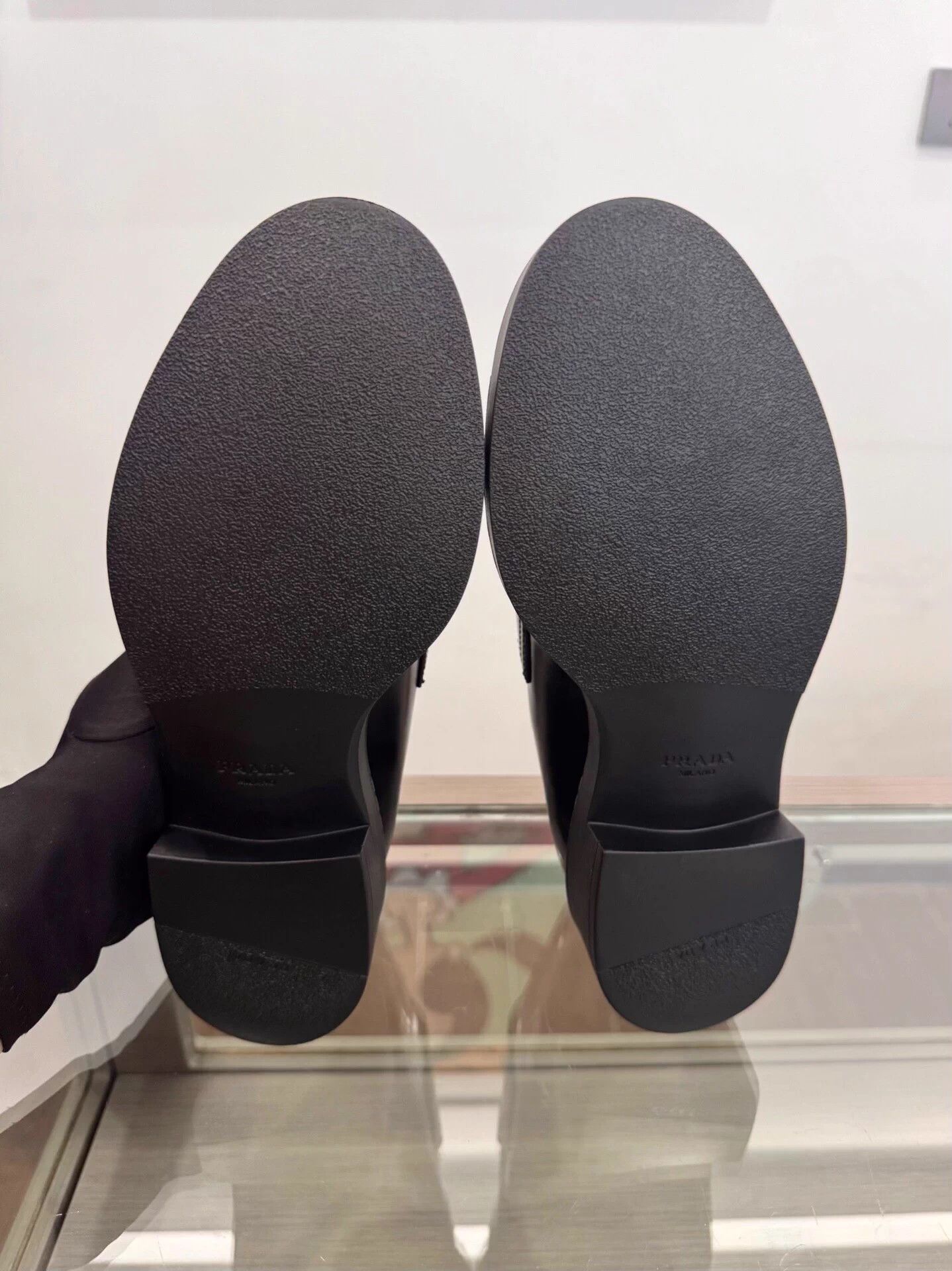 Prada Prada Women's Black Loafers 37.5 EU Silver Triangle Logo New Size US 6.5 / IT 36.5 - 6 Thumbnail