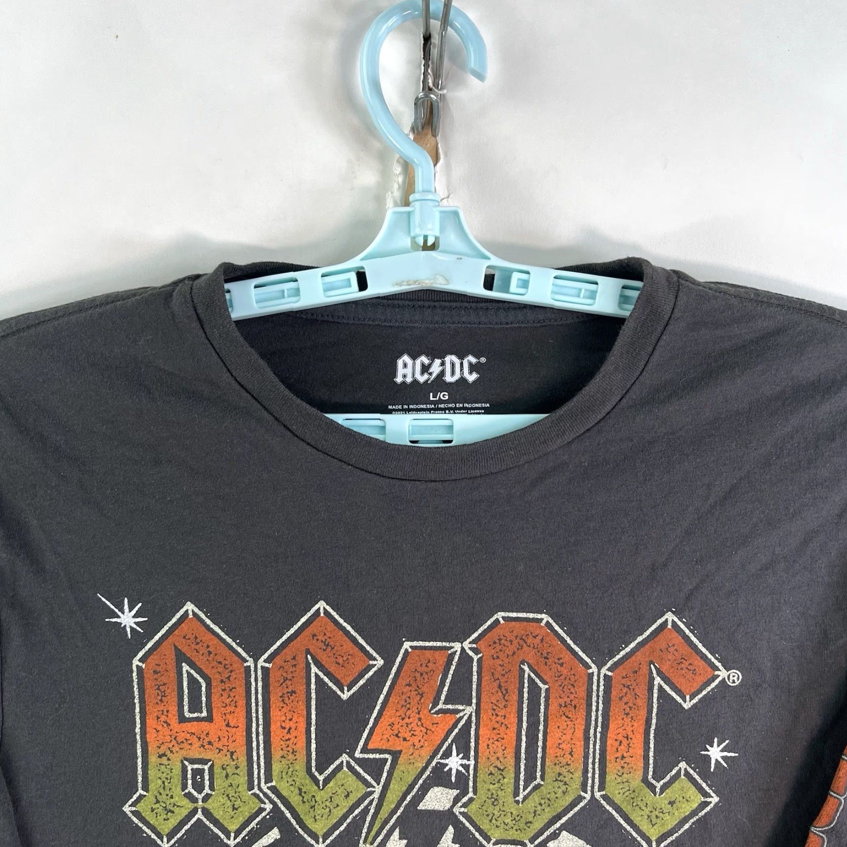 Olive AC/DC Graphic Print T-Shirt Adult L Brown Music Rock Mens Size US L / EU 52-54 / 3 - 3 Thumbnail