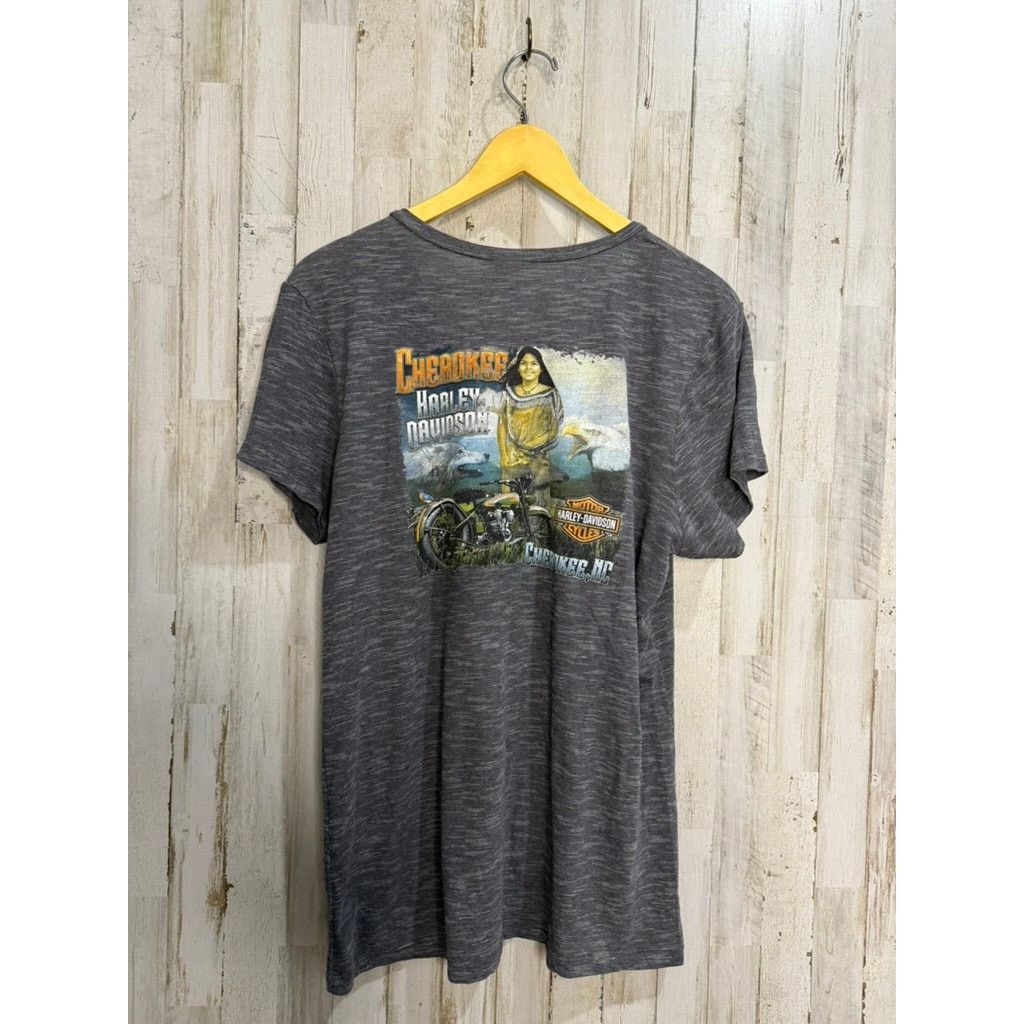 Harley Davidson Harley-Davidson Women's XL Gray V-Neck T-Shirt Vintage Size XL / US 12-14 / IT 48-50 - 4 Thumbnail
