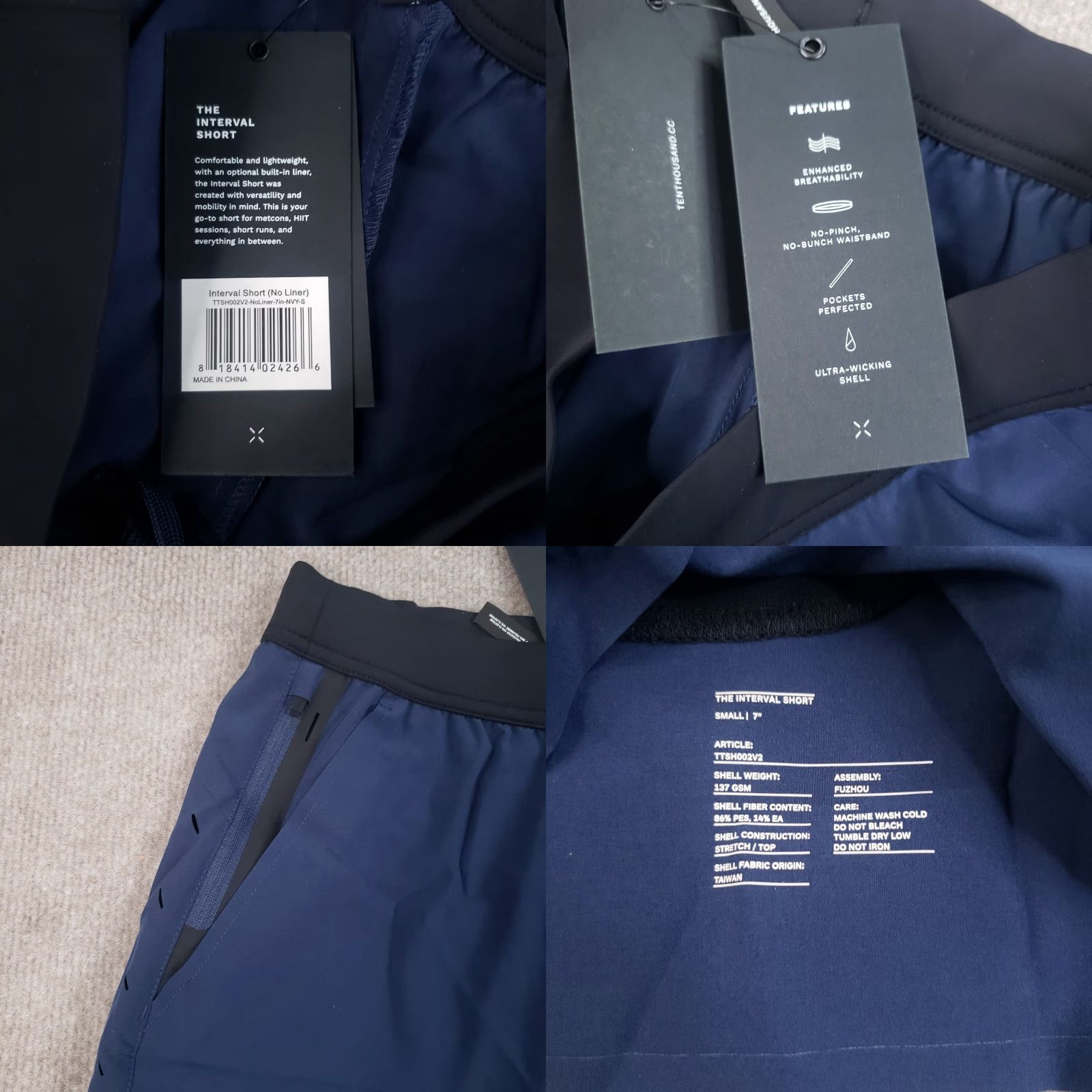 Ten Thousand Ten Thousand Interval Shorts Mens Small Navy 7 inch Inseam Stretch Gym Shirt? Size US 29 - 8 Thumbnail