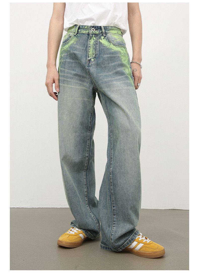 Japanese Brand × Jean Men's ink-splashed loose straight-leg wide-leg jeans Size US 32 / EU 48 - 2 Thumbnail
