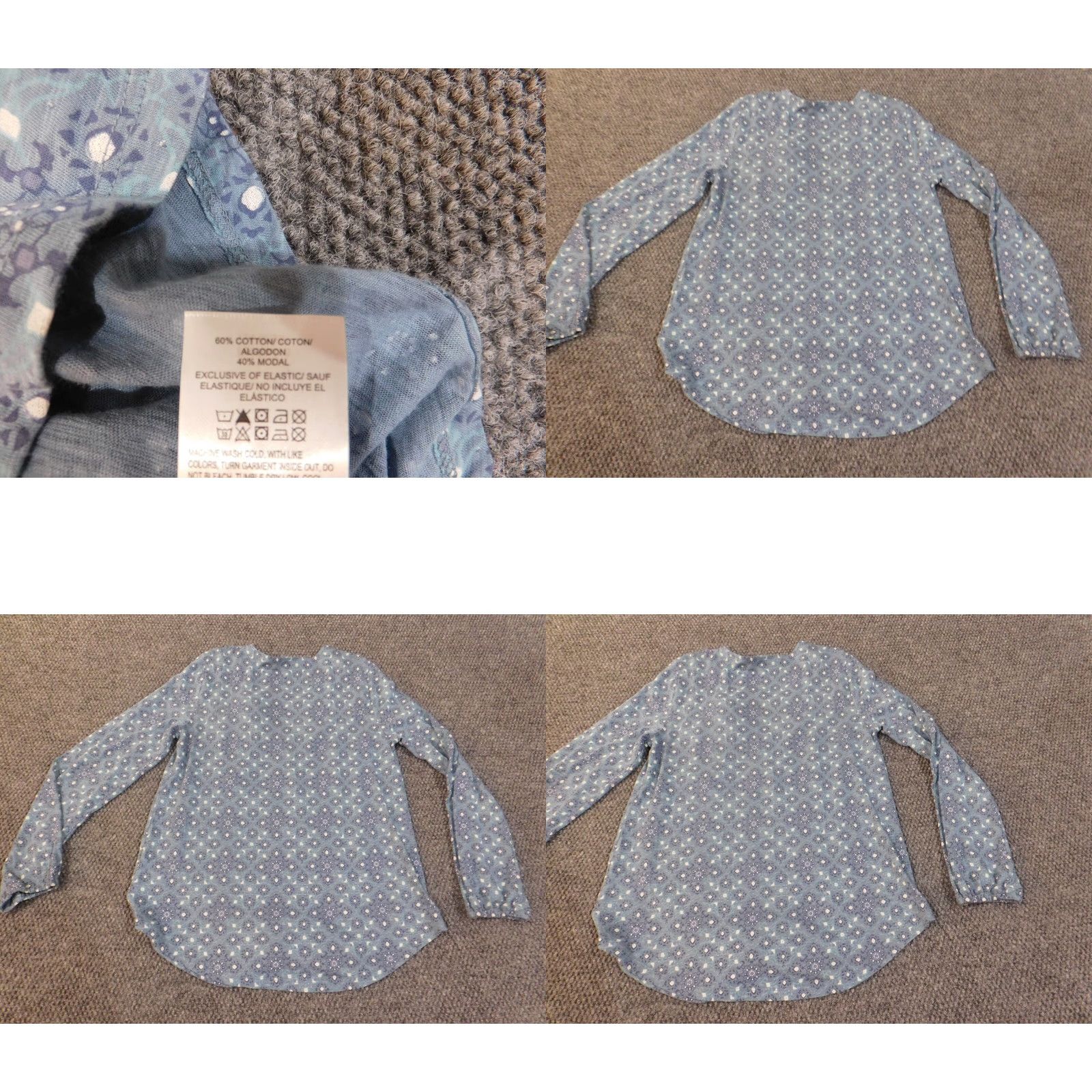 Lucky Brand Lucky Brand Blouse Shirt Womens M Blue Geometric Knit Cotton Polyester V-Neck Pullover Casual Short/Long Sleeve Size M / US 6-8 / IT 42-44 - 8 Thumbnail