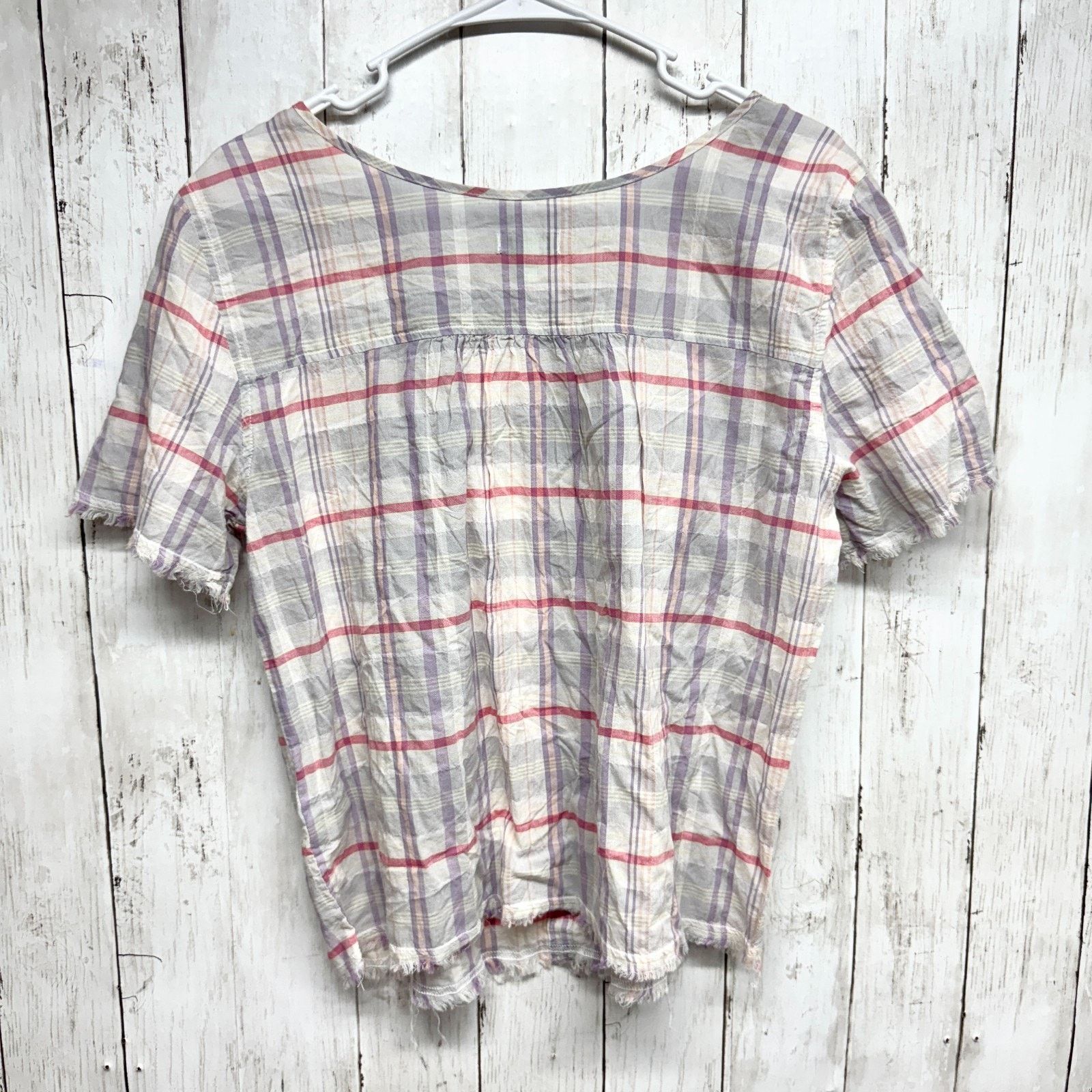 Other Susina Top Size Small Multicolor Plaid Short Sleeve Blouse Size S / US 4 / IT 40 - 8 Thumbnail
