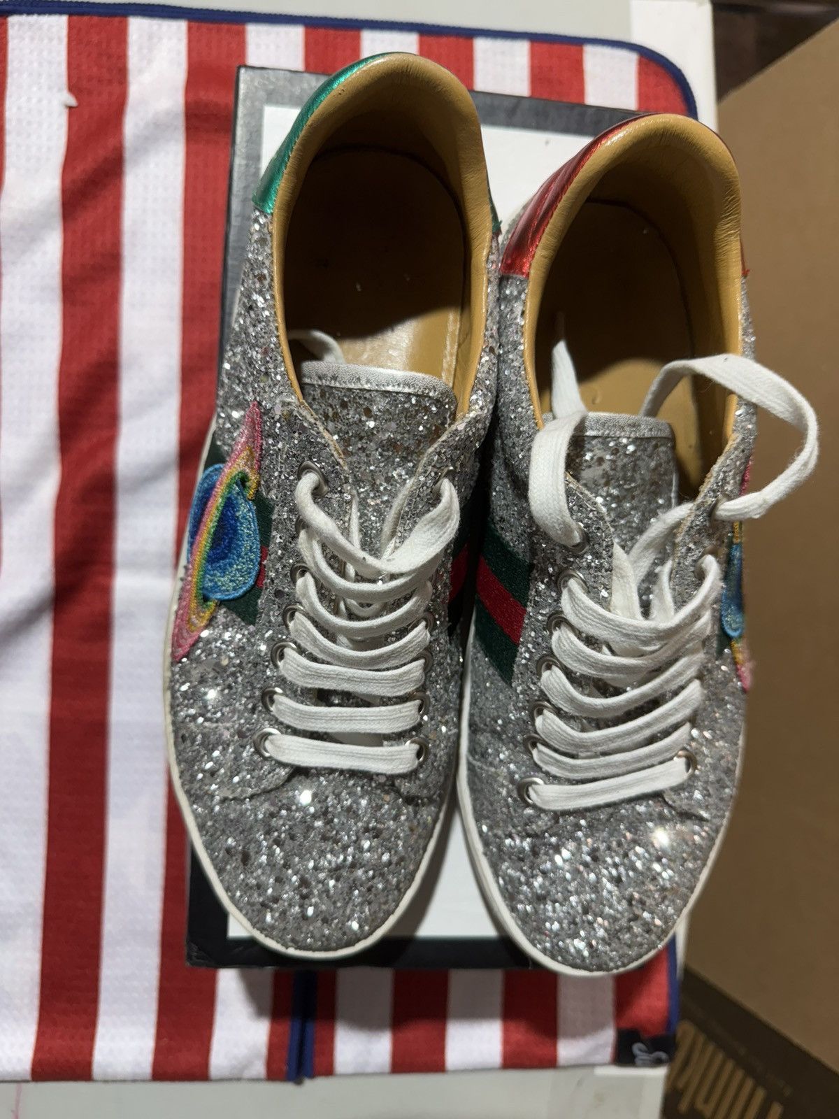 Gucci Gucci Saturn Glitter Low Top Sneaker Size US 8.5 / IT 38.5 - 5 Thumbnail