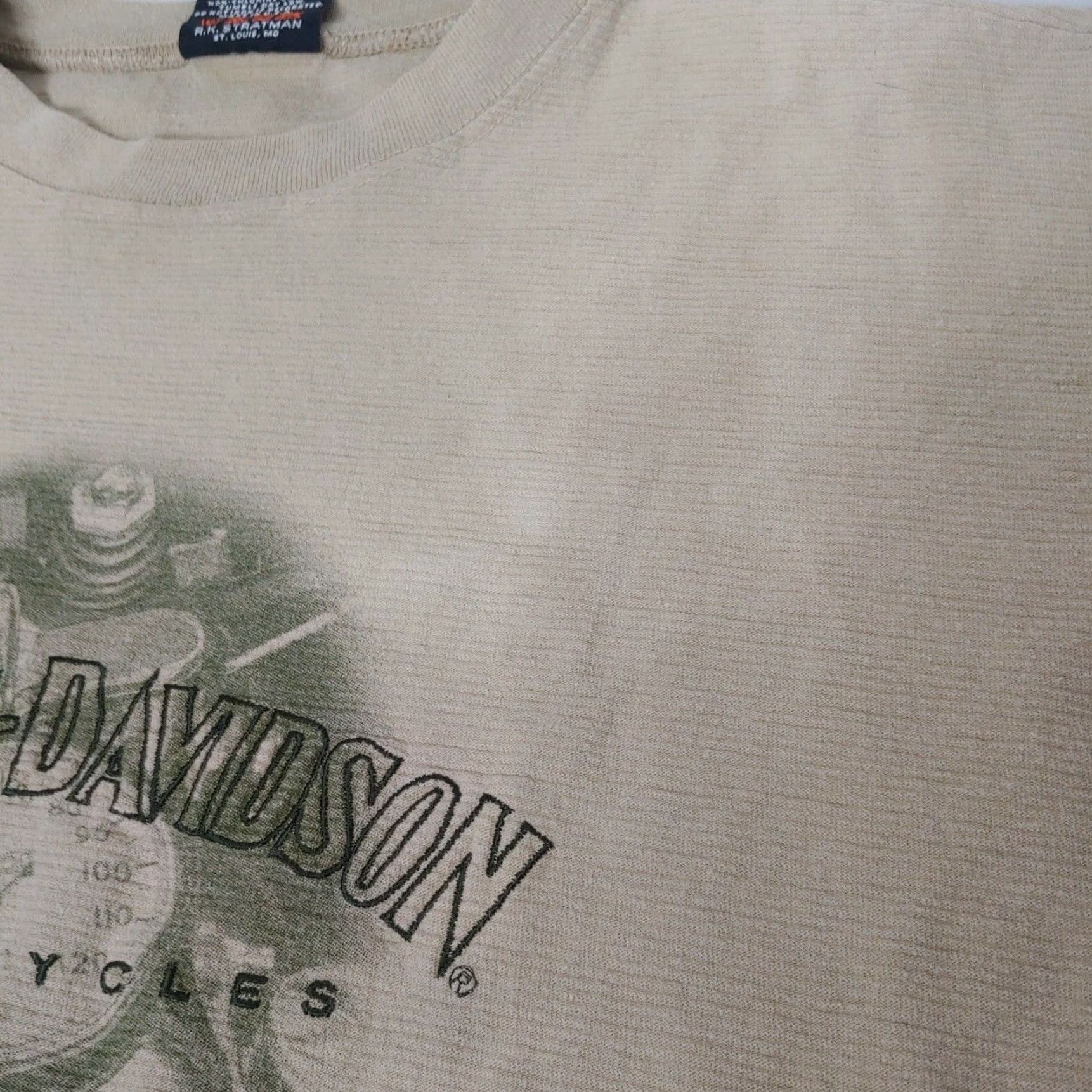 Harley Davidson VINTAGE Harley-Davidson Shirt Mens Large Tan Baltimore Biker 1990s Short Sleeve Ribbed Knit Crew Neck Size US L / EU 52-54 / 3 - 7 Thumbnail