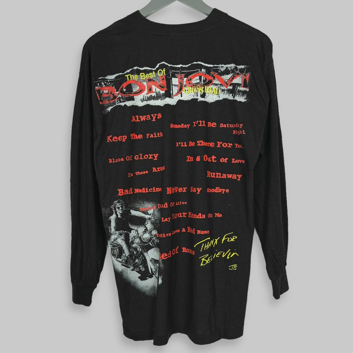 Band Tees Vintage 90s Bon Jovi Crossroads Euro All Over Rare LS Shirt Size US XL / EU 56 / 4 - 2 Thumbnail