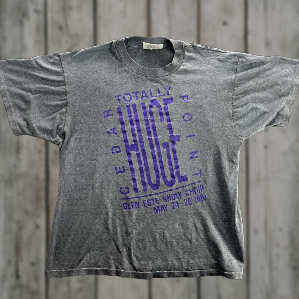 Vintage VINTAGE ISC Cedar Point Huge Shirt Mens L Gray 1991 90s Show Choir Counterpoint World Tour Graphic Print Short Sleeve Crew Neck T-Shirt Glen Este Size US L / EU 52-54 / 3 - 1 Thumbnail