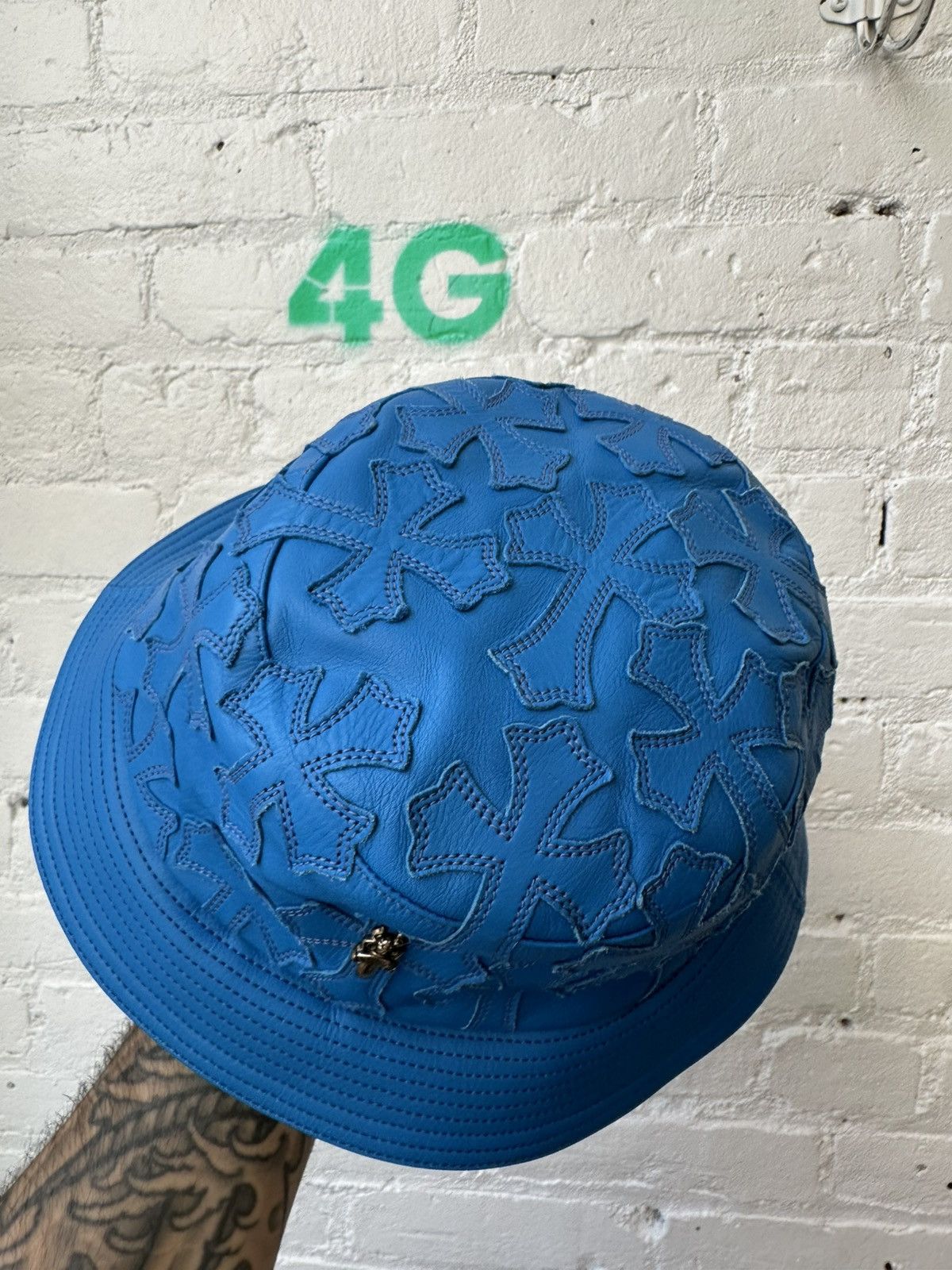 Chrome Hearts Chrome Hearts Turquoise CROSS PATCH FLOOD Bucket leather hat Size ONE SIZE - 3 Thumbnail