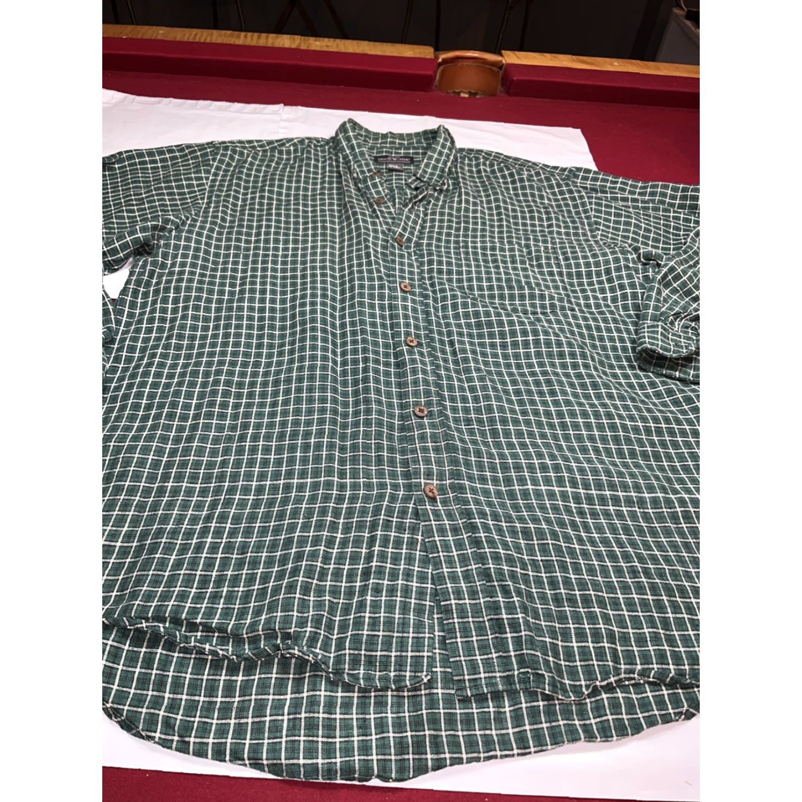 Vintage VINTAGE Moose Creek Button-Up Shirt Linen Checkered Plaid Green White Long Sleeve XL Men Size US XL / EU 56 / 4 - 5 Thumbnail