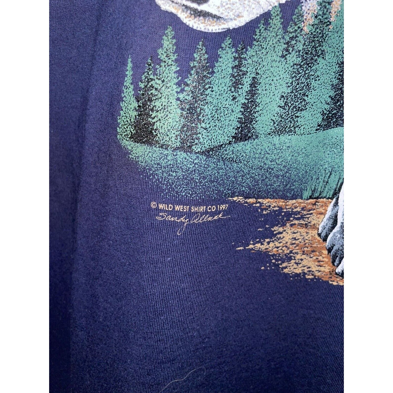 Jerzees Vintage Rocky Mountain Wolf Shirt Wolfs Blue Tee VTG 90s L Size US L / EU 52-54 / 3 - 7 Thumbnail