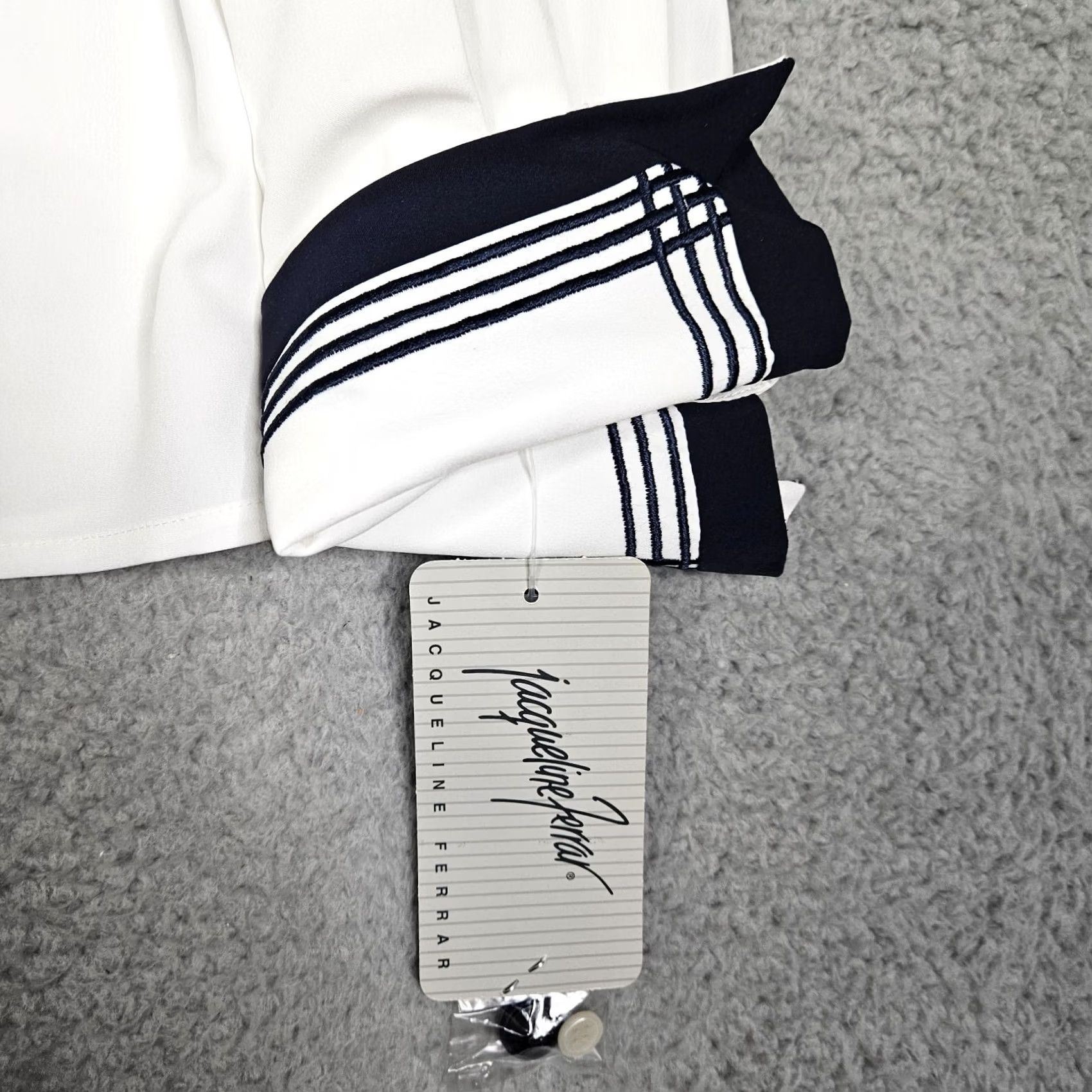 Vintage VINTAGE J. Ferrar Button-Up Shirt Striped White-Black XL Womens, Regular Fit, All Seasons, New Size XL / US 12-14 / IT 48-50 - 3 Thumbnail