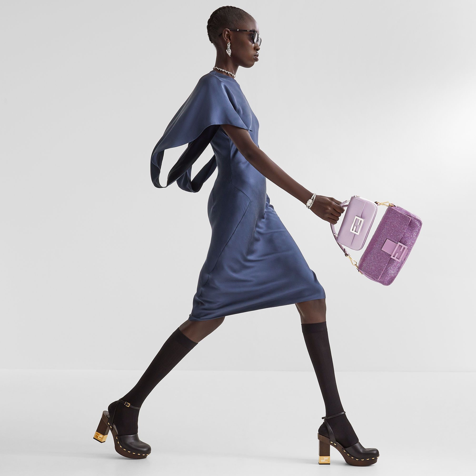 Fendi o1s1wg111224 Dress in Blue Size L / US 10 / IT 46 - 4 Thumbnail
