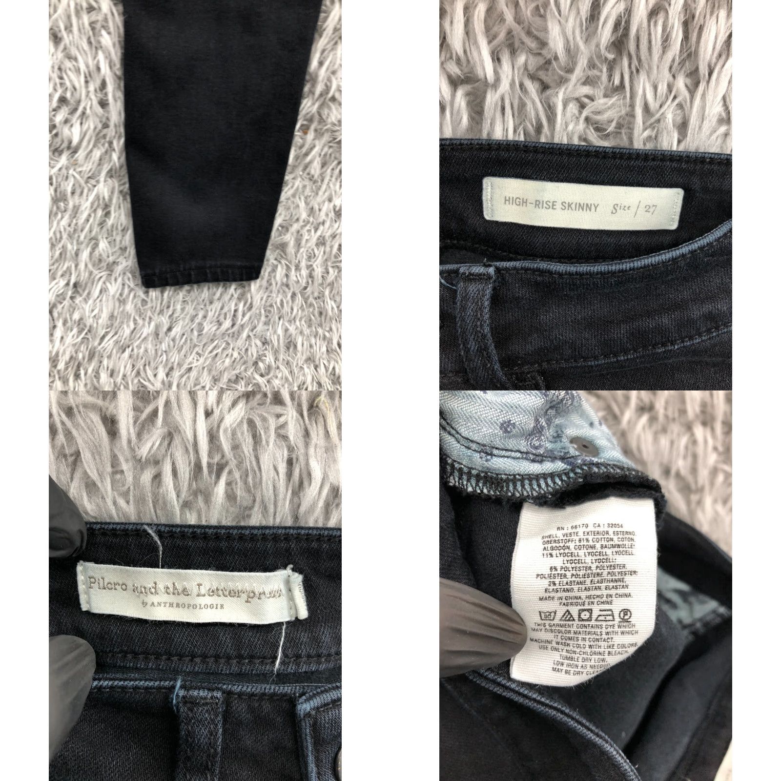Anthropologie Pilcro and The Letterpress Jeans Size 27 Womens Black Dark Wash High Rise Skinny Denim 5-Pocket Size 27" / US 4 / IT 40 - 8 Thumbnail