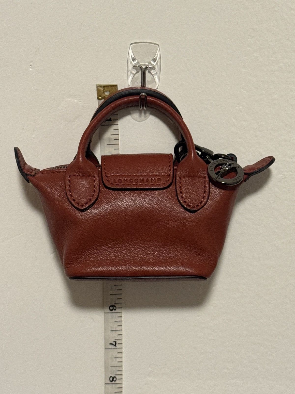 Longchamp LONGCHAMP Nano Mini Le Pliage Cuir Leather Top Handle Size ONE SIZE - 7 Thumbnail