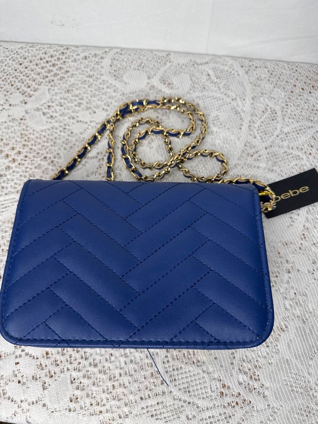 Bebe NWT Bebe Sophia blue quilted crossbody with chain strap Size ONE SIZE - 5 Thumbnail